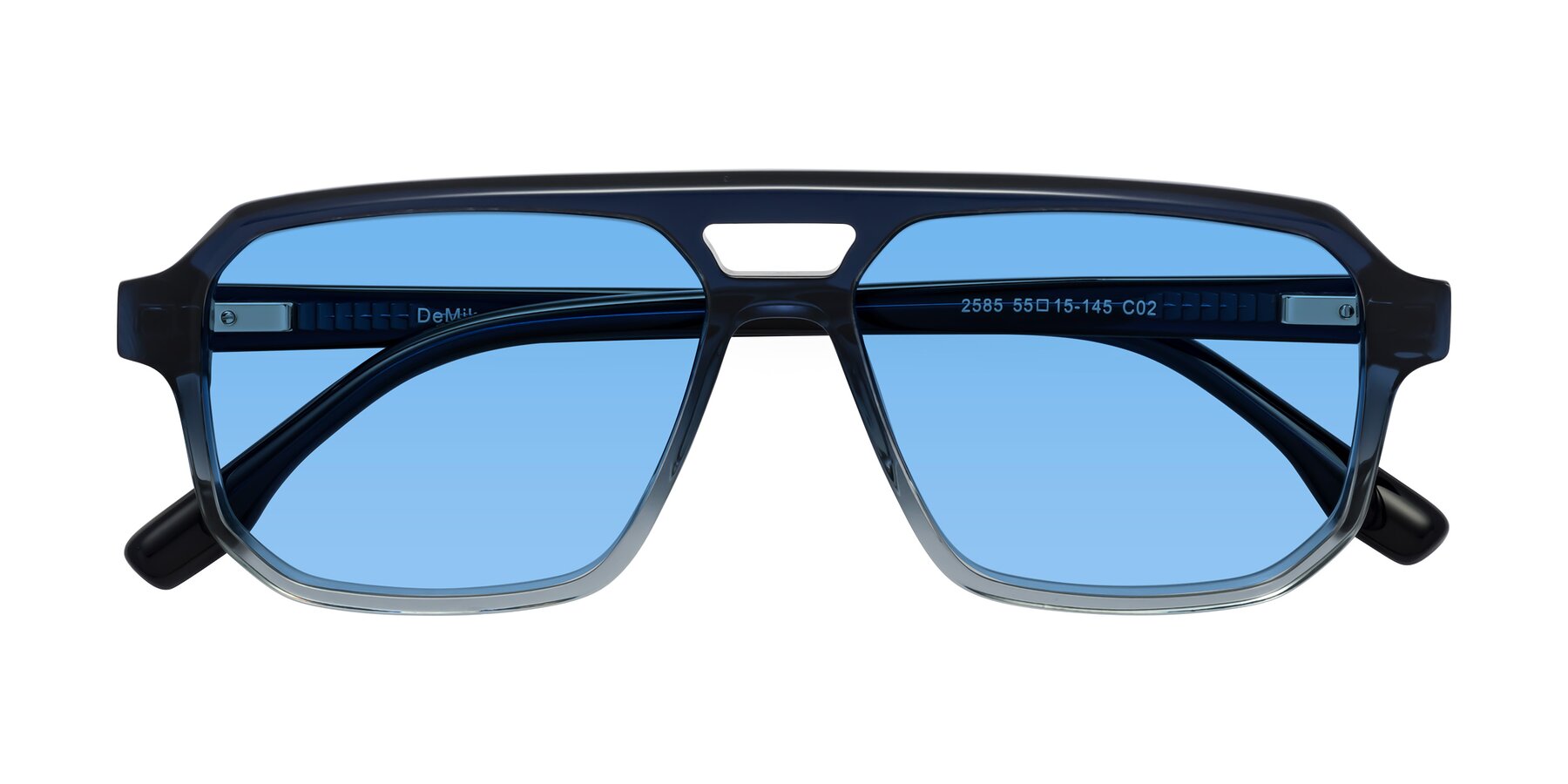Folded Front of DeMiko in Gradient Blue with Medium Blue Tinted Lenses