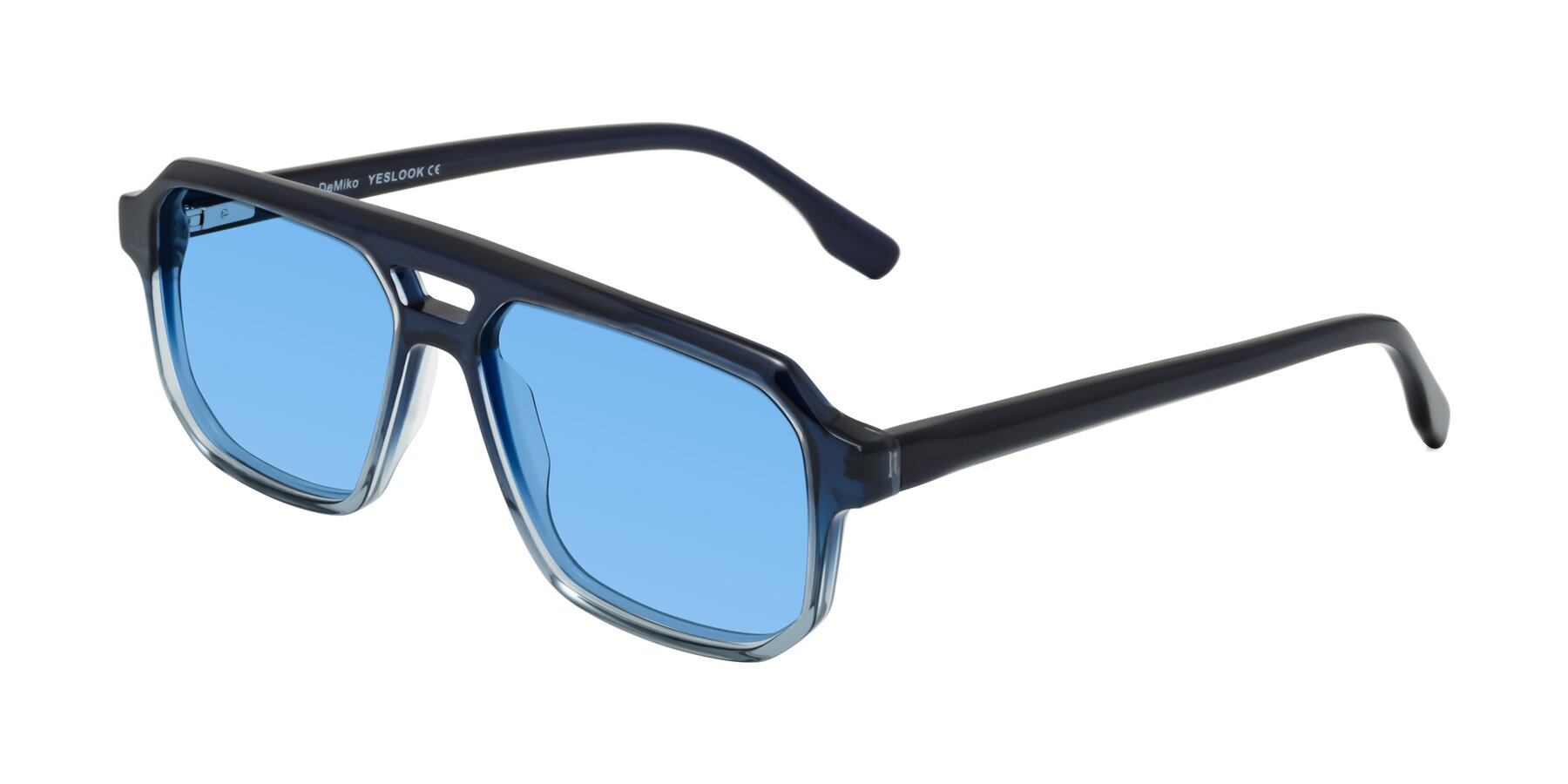 Angle of DeMiko in Gradient Blue with Medium Blue Tinted Lenses