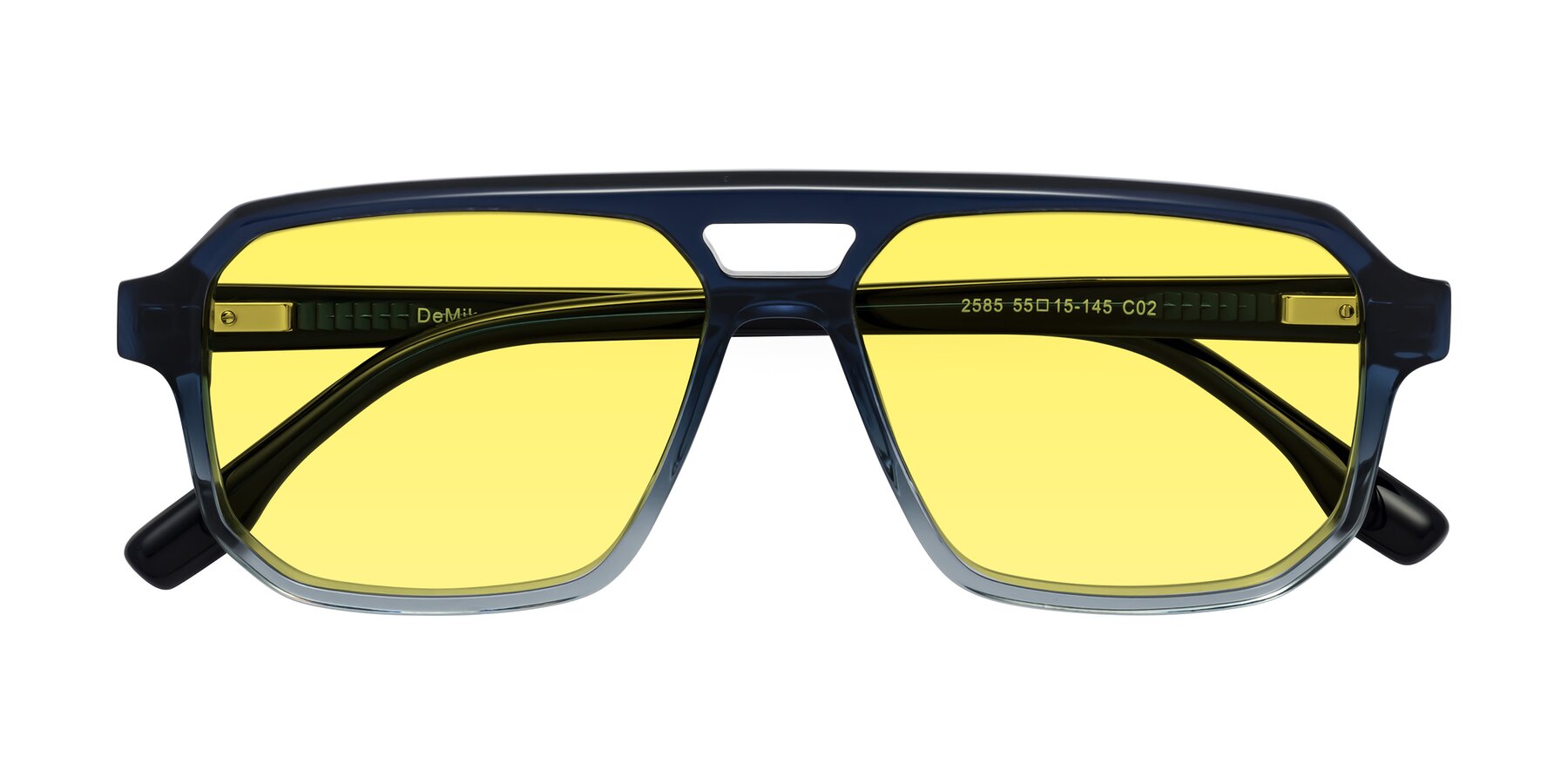 Folded Front of DeMiko in Gradient Blue with Medium Yellow Tinted Lenses