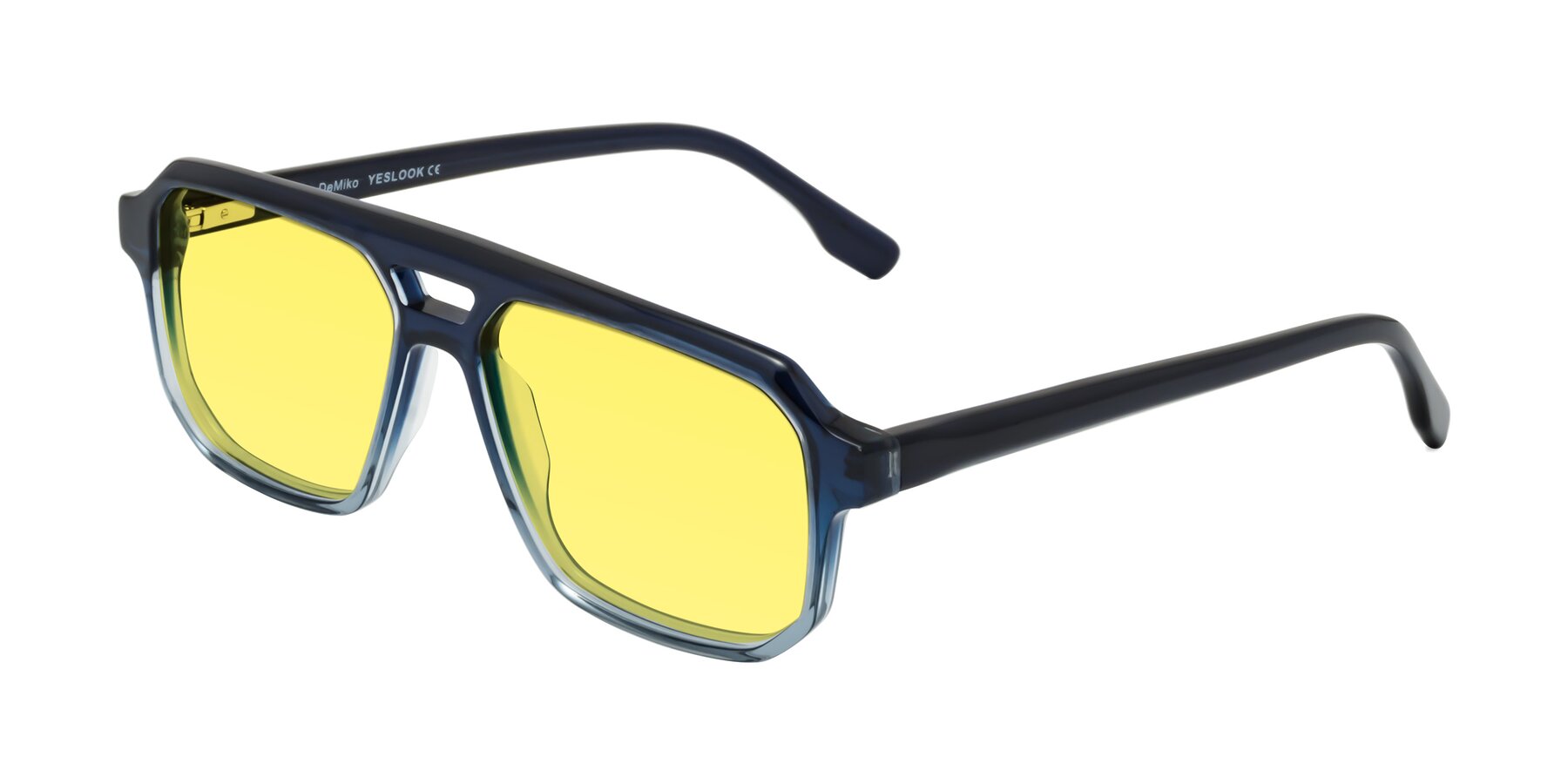 Angle of DeMiko in Gradient Blue with Medium Yellow Tinted Lenses