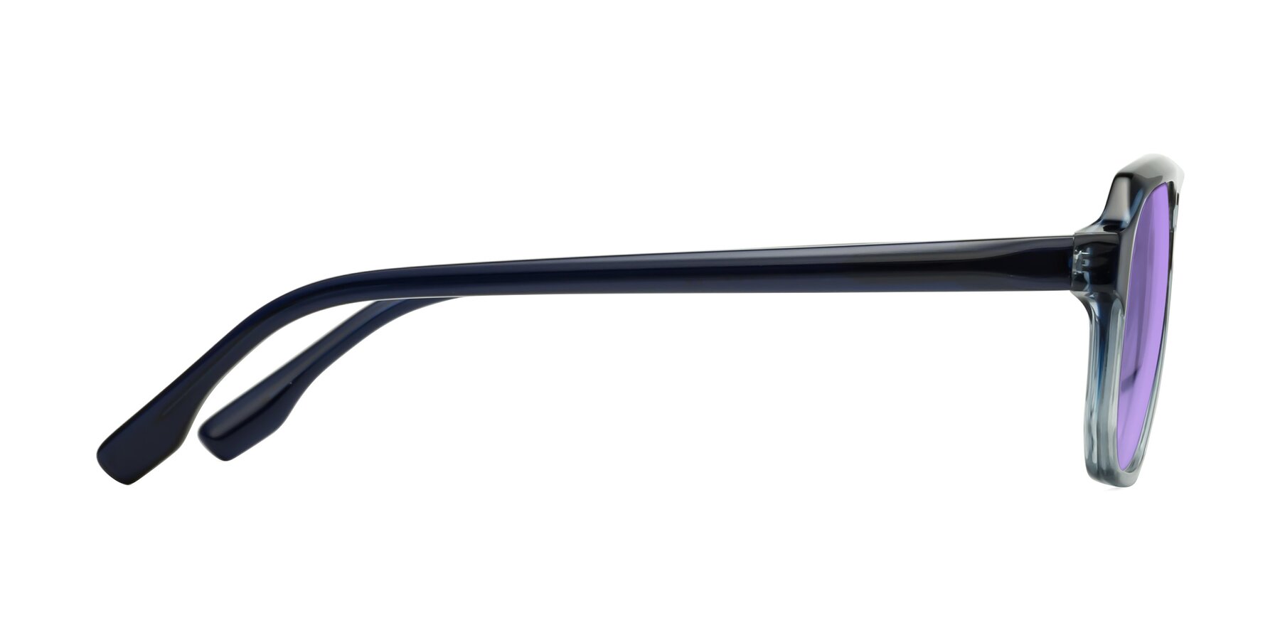 Side of DeMiko in Gradient Blue with Medium Purple Tinted Lenses