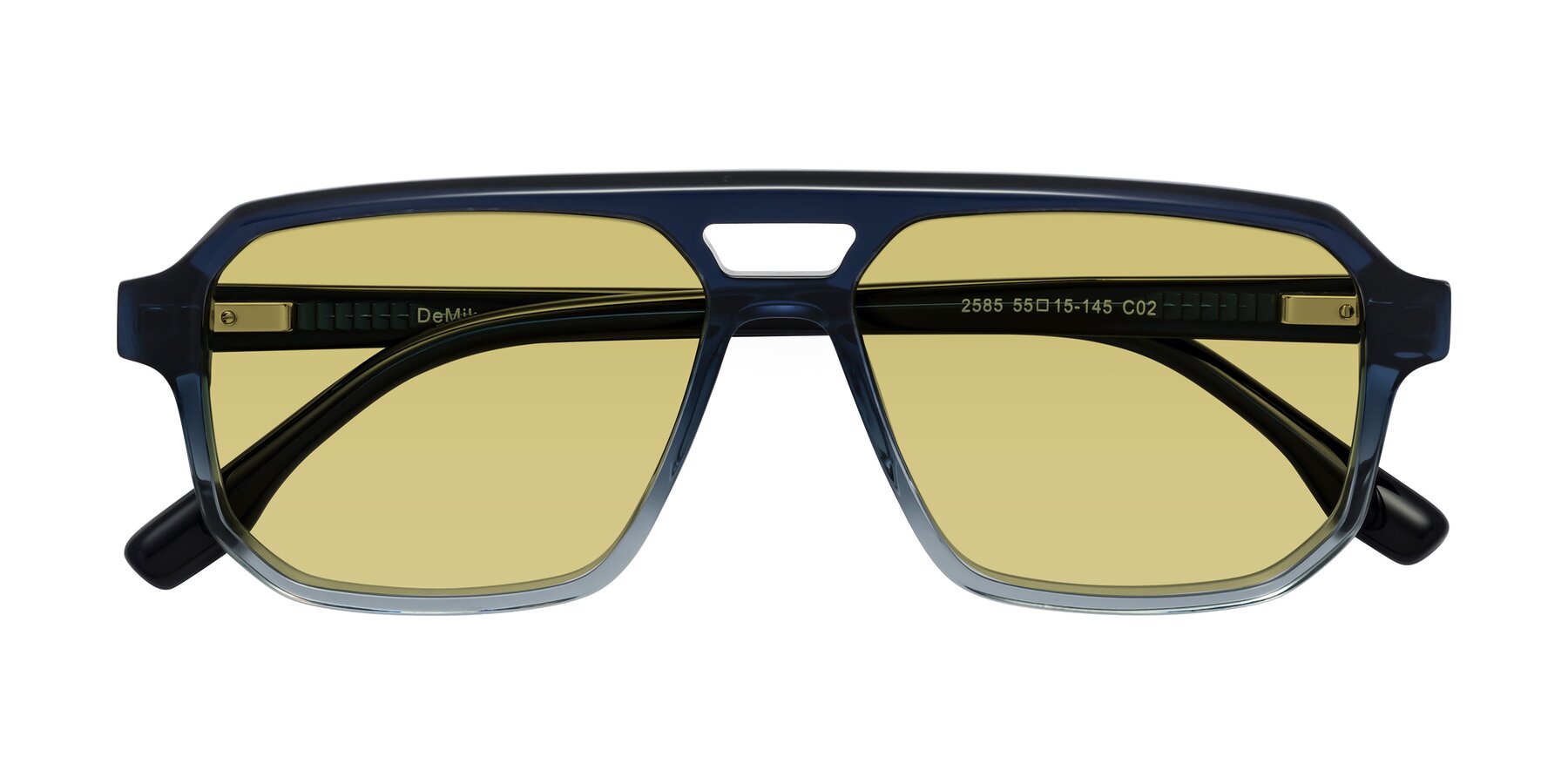 Folded Front of DeMiko in Gradient Blue with Medium Champagne Tinted Lenses