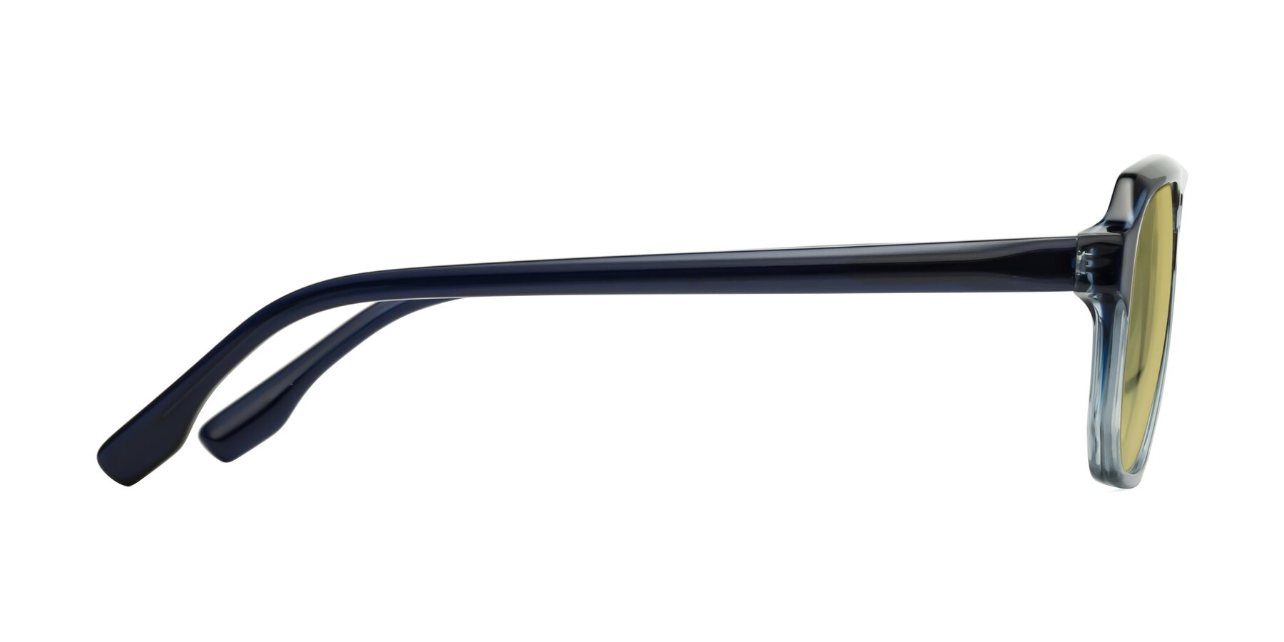 Side of DeMiko in Gradient Blue with Medium Champagne Tinted Lenses