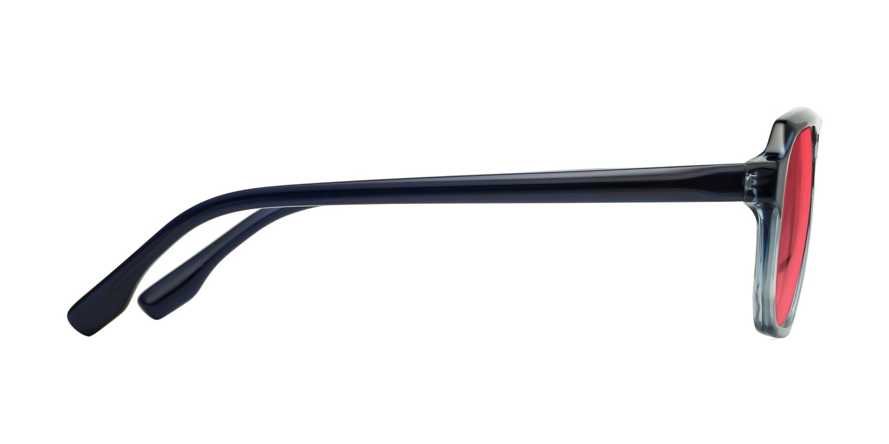 Side of DeMiko in Gradient Blue with Red Tinted Lenses