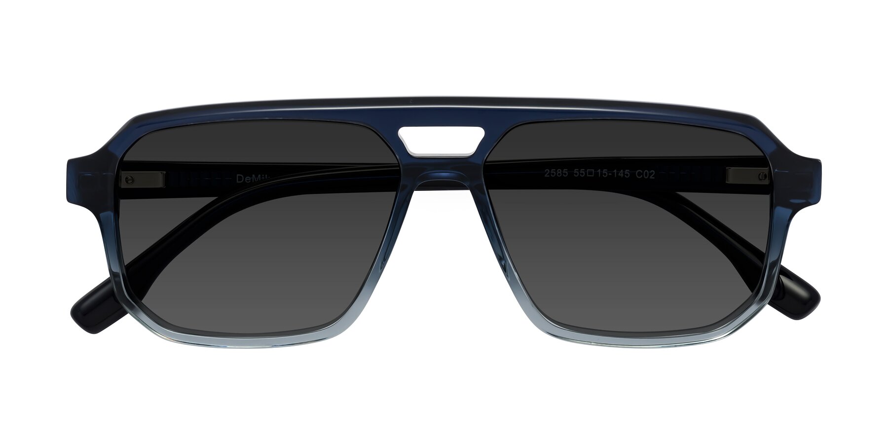 Folded Front of DeMiko in Gradient Blue with Gray Tinted Lenses