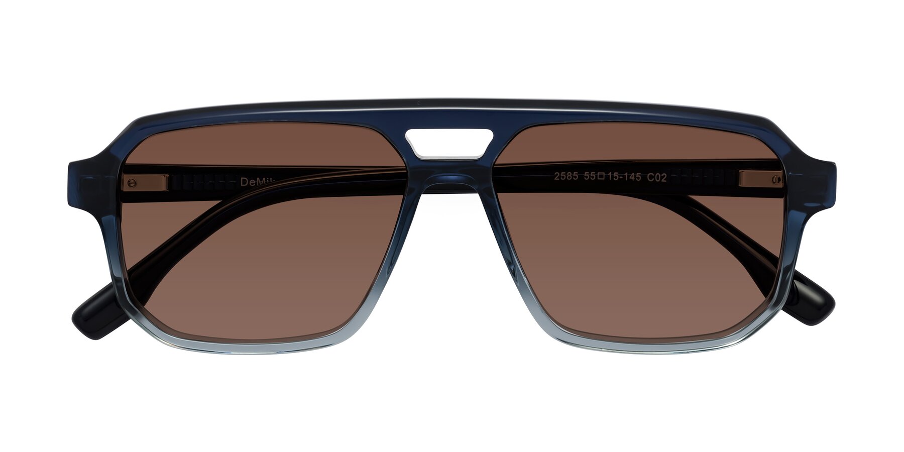 Folded Front of DeMiko in Gradient Blue with Brown Tinted Lenses