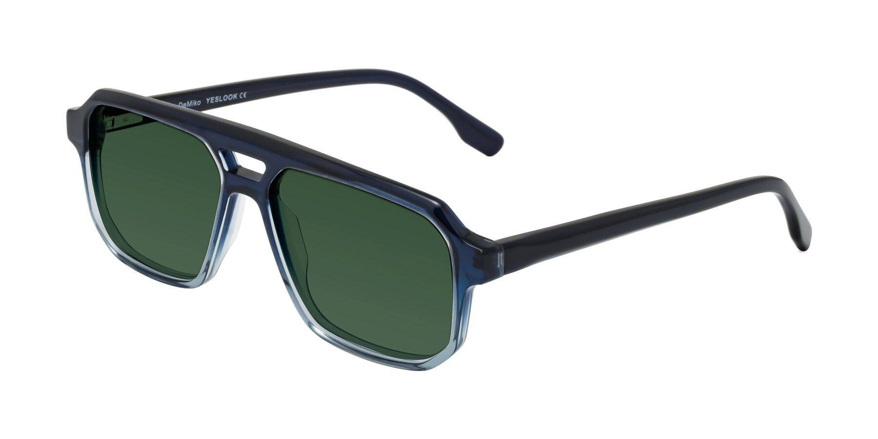 Angle of DeMiko in Gradient Blue with Green Tinted Lenses