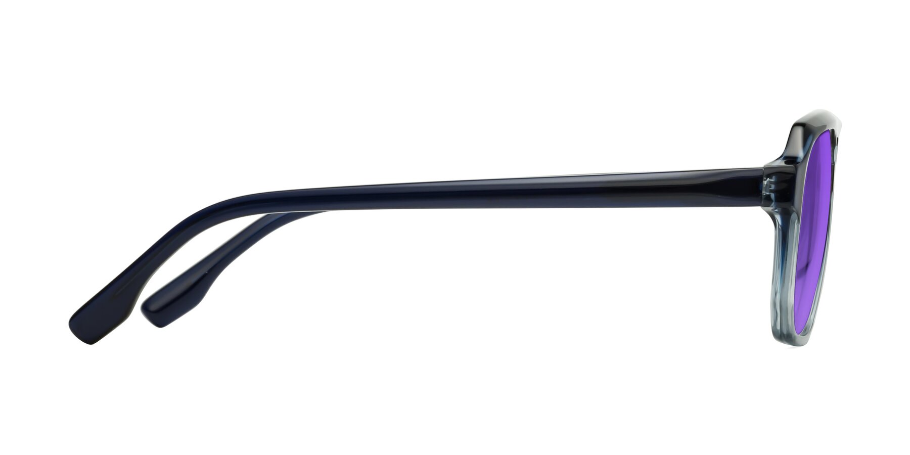 Side of DeMiko in Gradient Blue with Purple Tinted Lenses