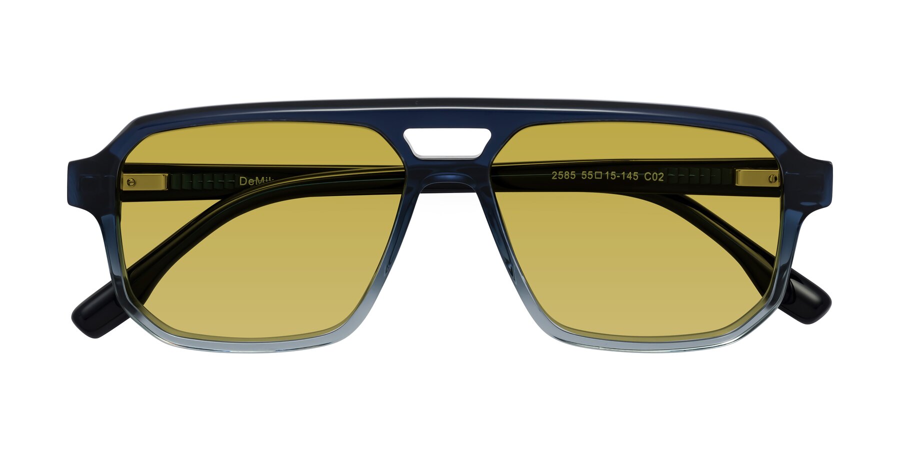 Folded Front of DeMiko in Gradient Blue with Champagne Tinted Lenses
