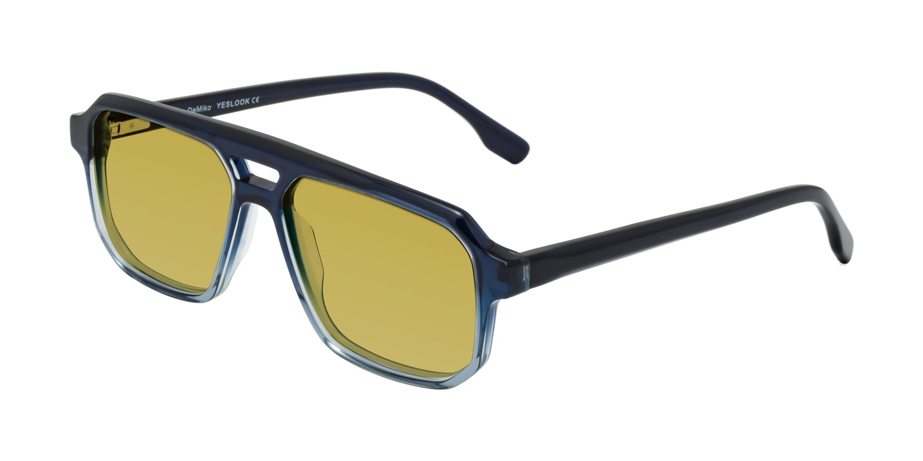 Angle of DeMiko in Gradient Blue with Champagne Tinted Lenses