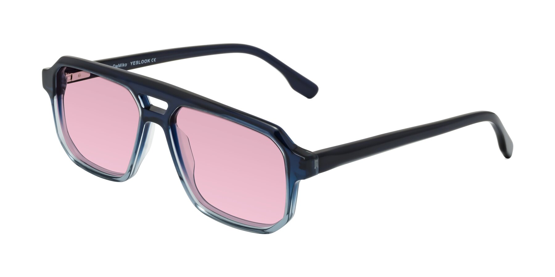 Angle of DeMiko in Gradient Blue with Light Wine Tinted Lenses