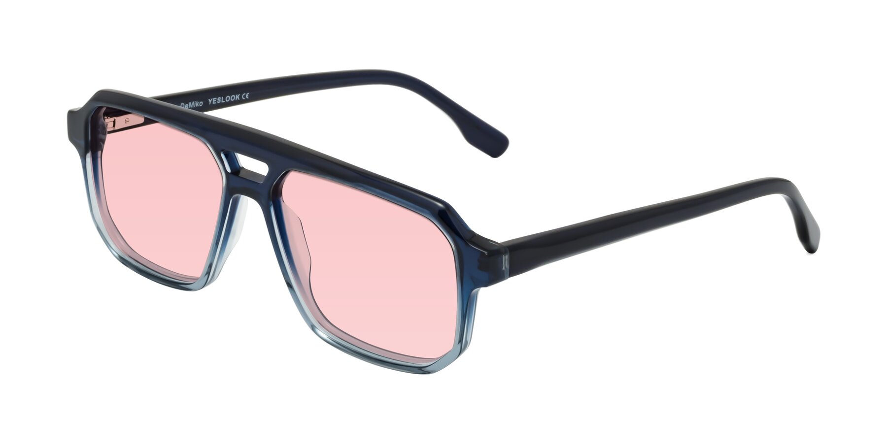 Angle of DeMiko in Gradient Blue with Light Garnet Tinted Lenses