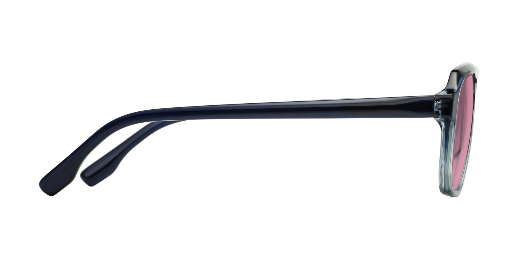Side of DeMiko in Gradient Blue with Medium Wine Tinted Lenses