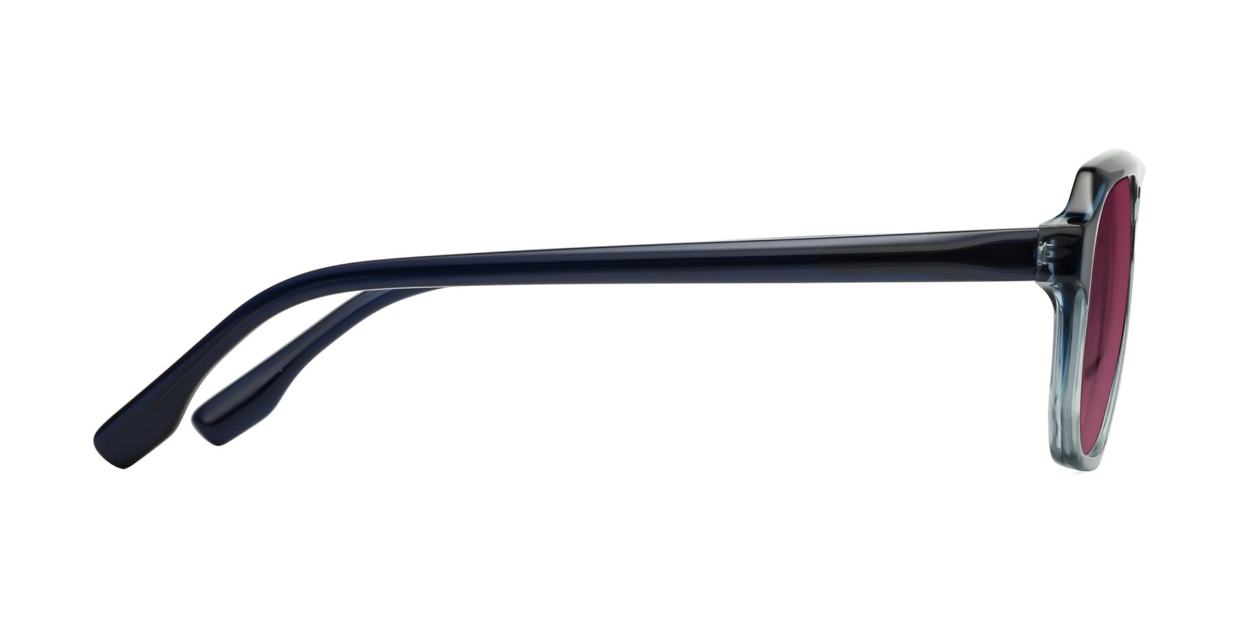 Side of DeMiko in Gradient Blue with Wine Tinted Lenses