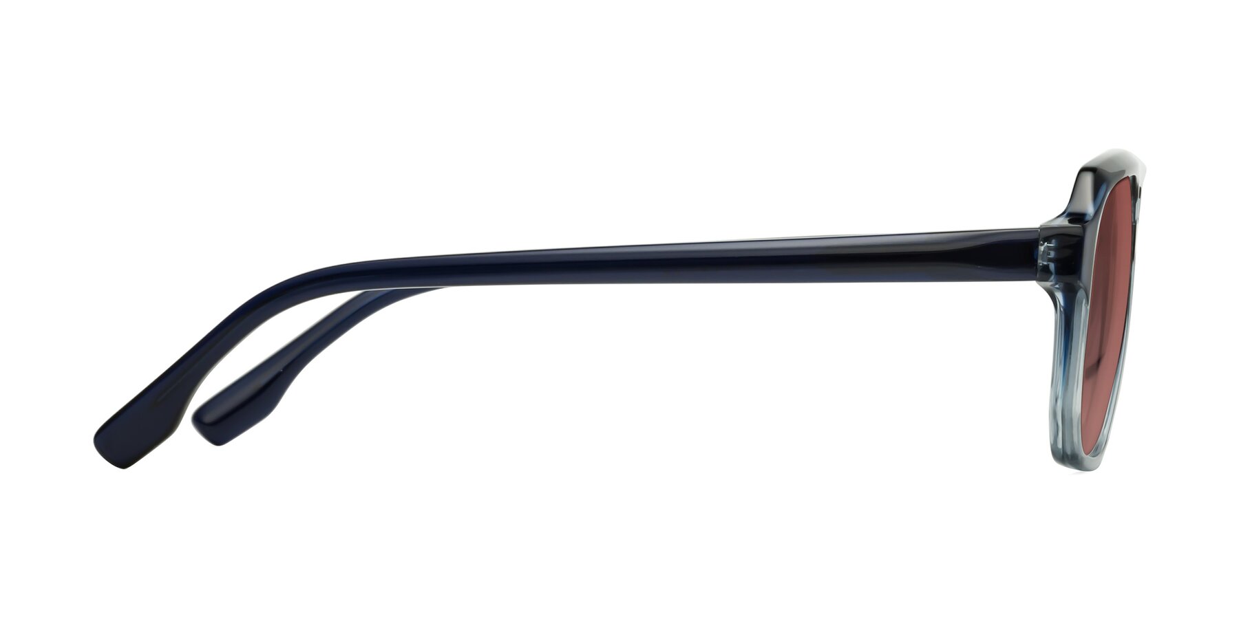 Side of DeMiko in Gradient Blue with Garnet Tinted Lenses