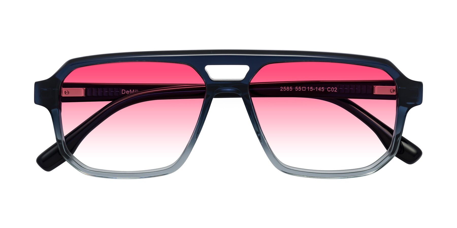 Folded Front of DeMiko in Gradient Blue with Pink Gradient Lenses
