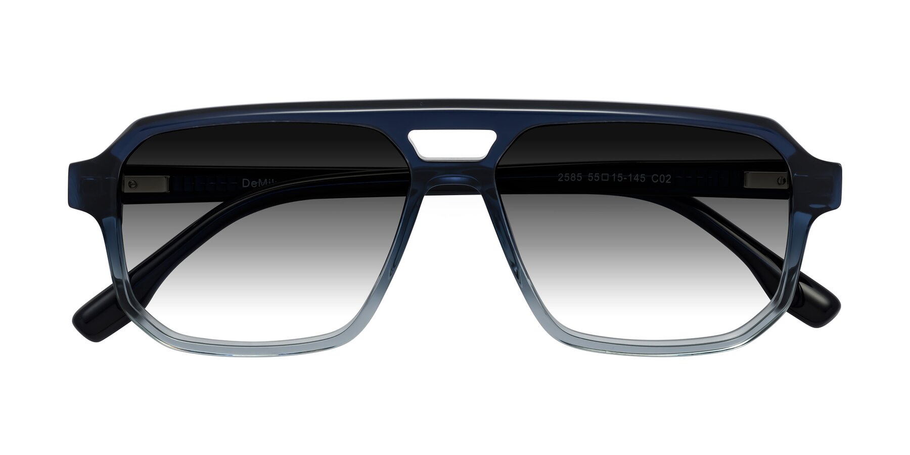 Folded Front of DeMiko in Gradient Blue with Gray Gradient Lenses