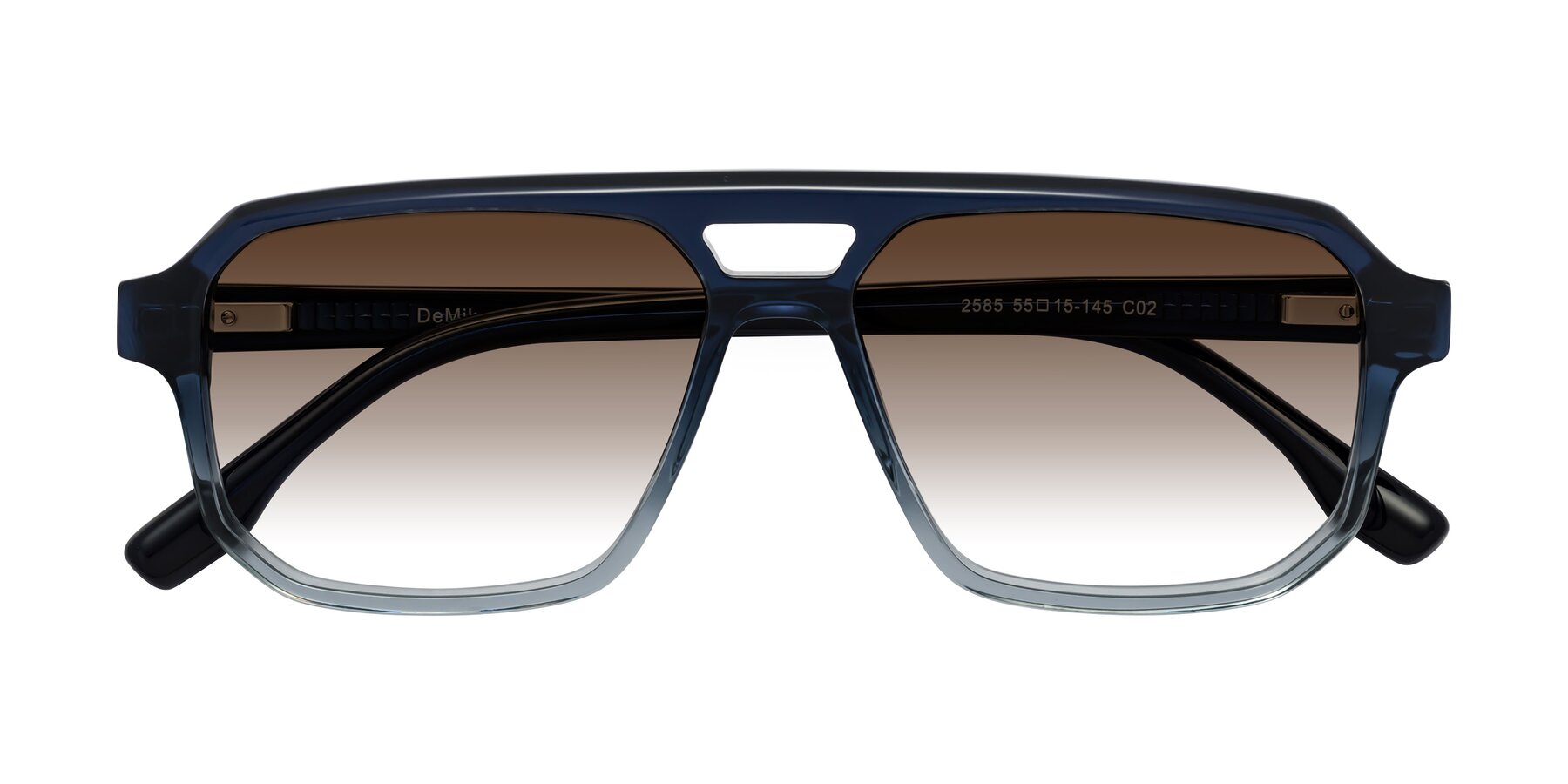 Folded Front of DeMiko in Gradient Blue with Brown Gradient Lenses