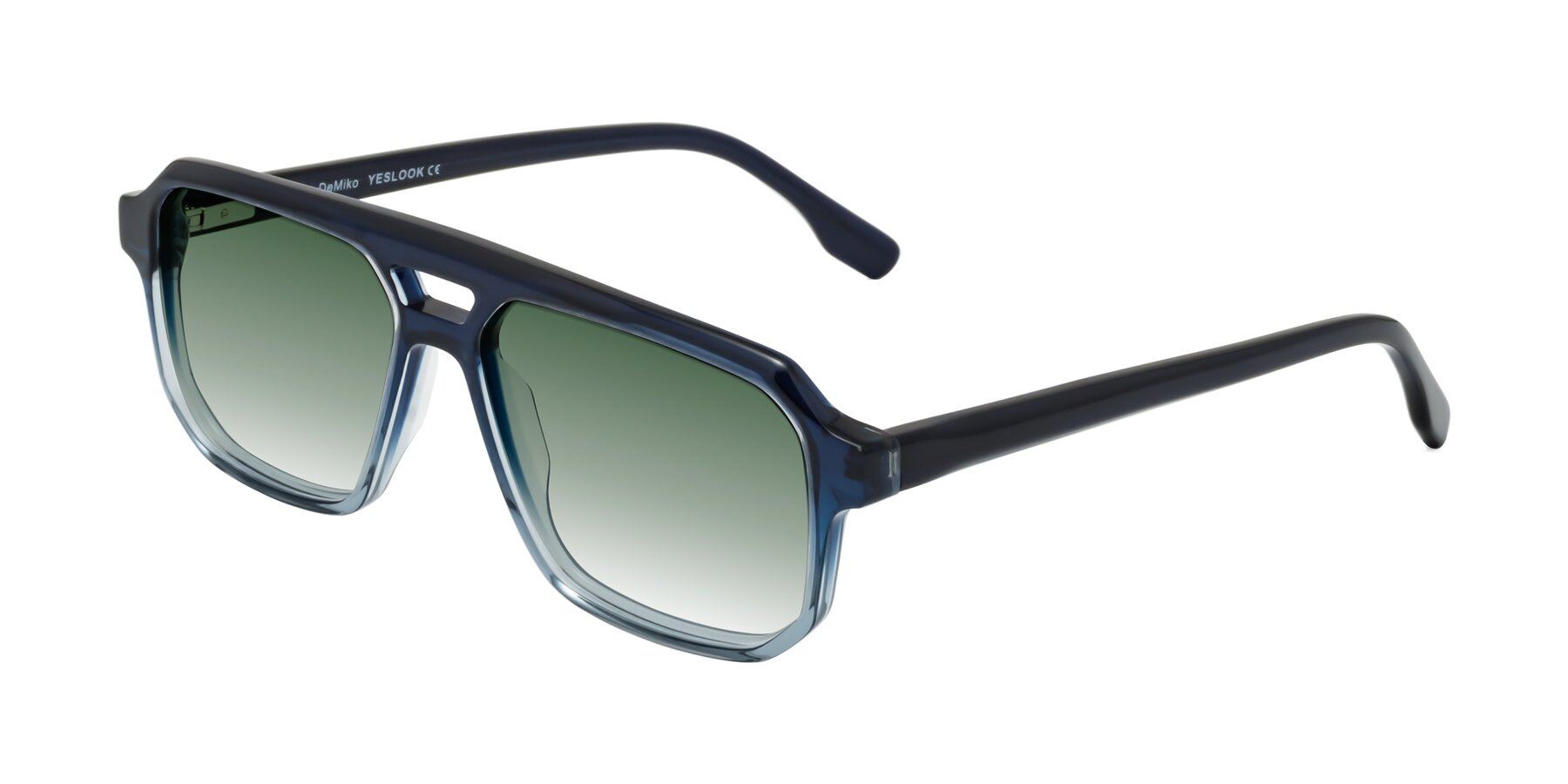 Angle of DeMiko in Gradient Blue with Green Gradient Lenses