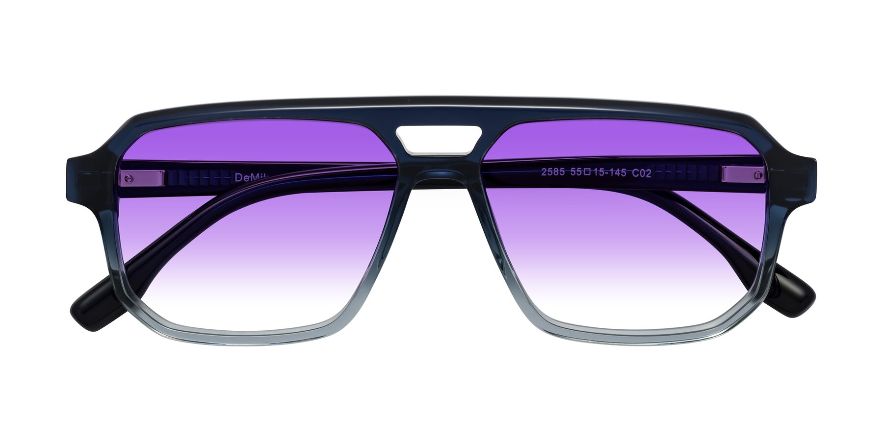 Folded Front of DeMiko in Gradient Blue with Purple Gradient Lenses