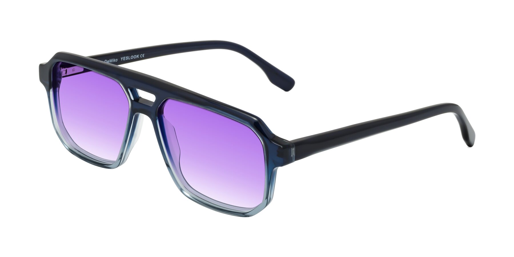 Angle of DeMiko in Gradient Blue with Purple Gradient Lenses