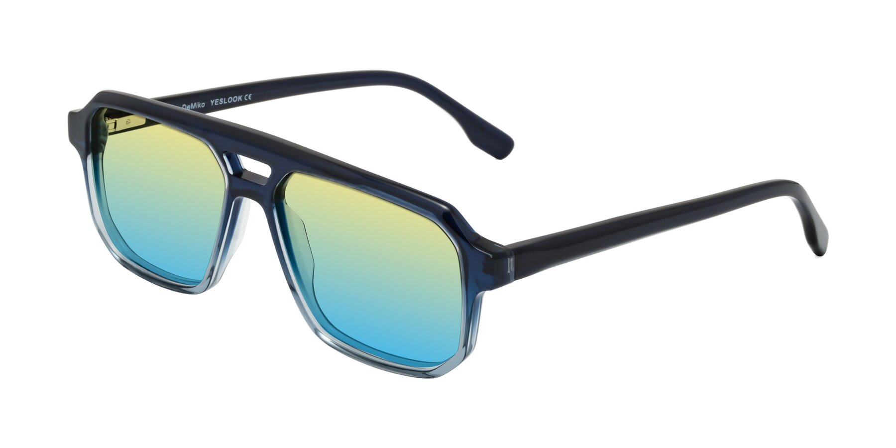 Angle of DeMiko in Gradient Blue with Yellow / Blue Gradient Lenses