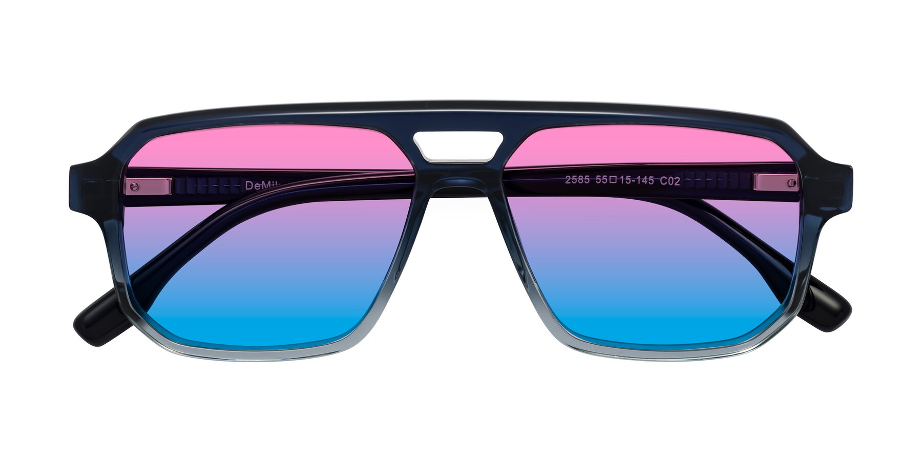 Folded Front of DeMiko in Gradient Blue with Pink / Blue Gradient Lenses