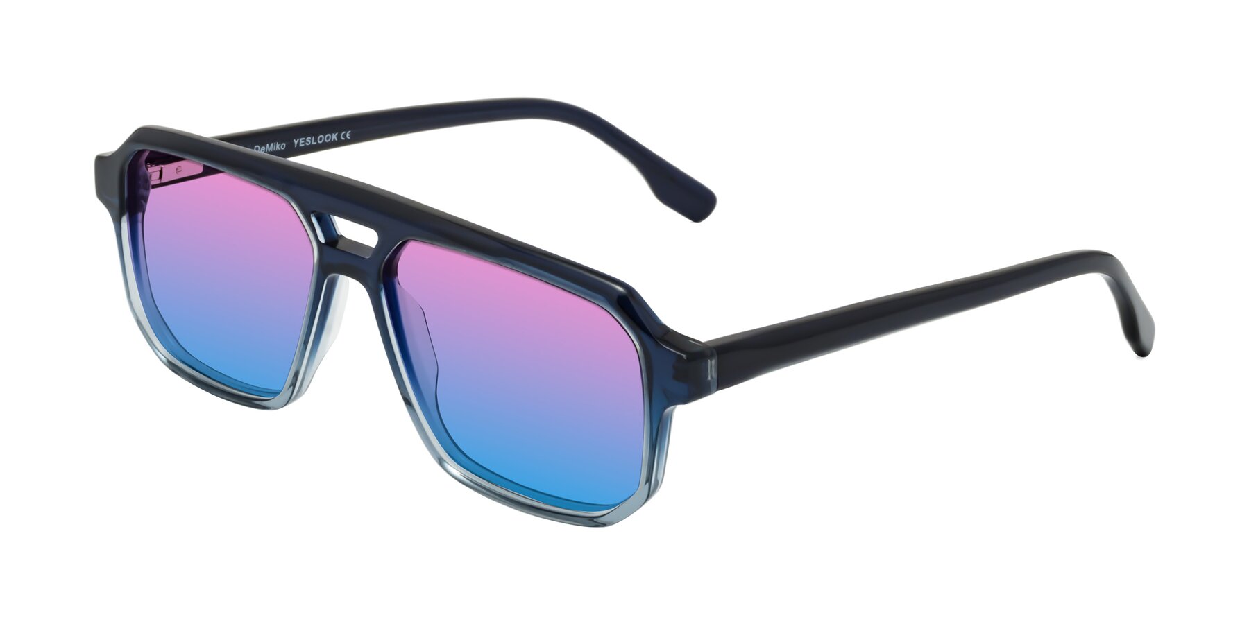 Angle of DeMiko in Gradient Blue with Pink / Blue Gradient Lenses