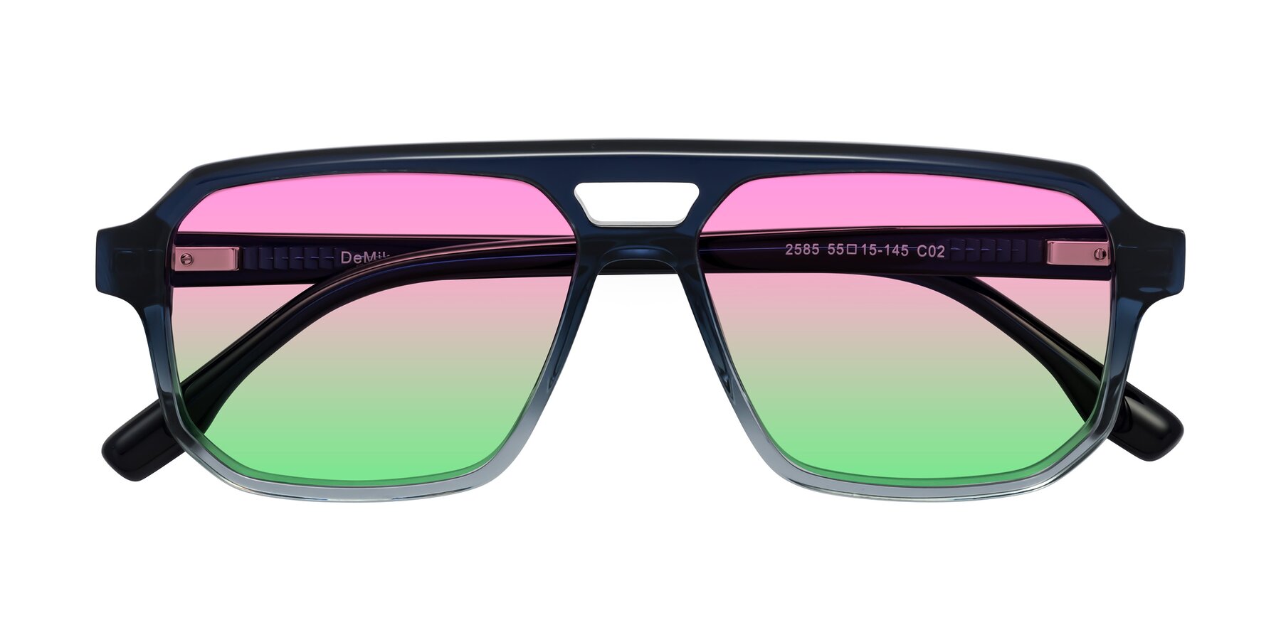 Folded Front of DeMiko in Gradient Blue with Pink / Green Gradient Lenses