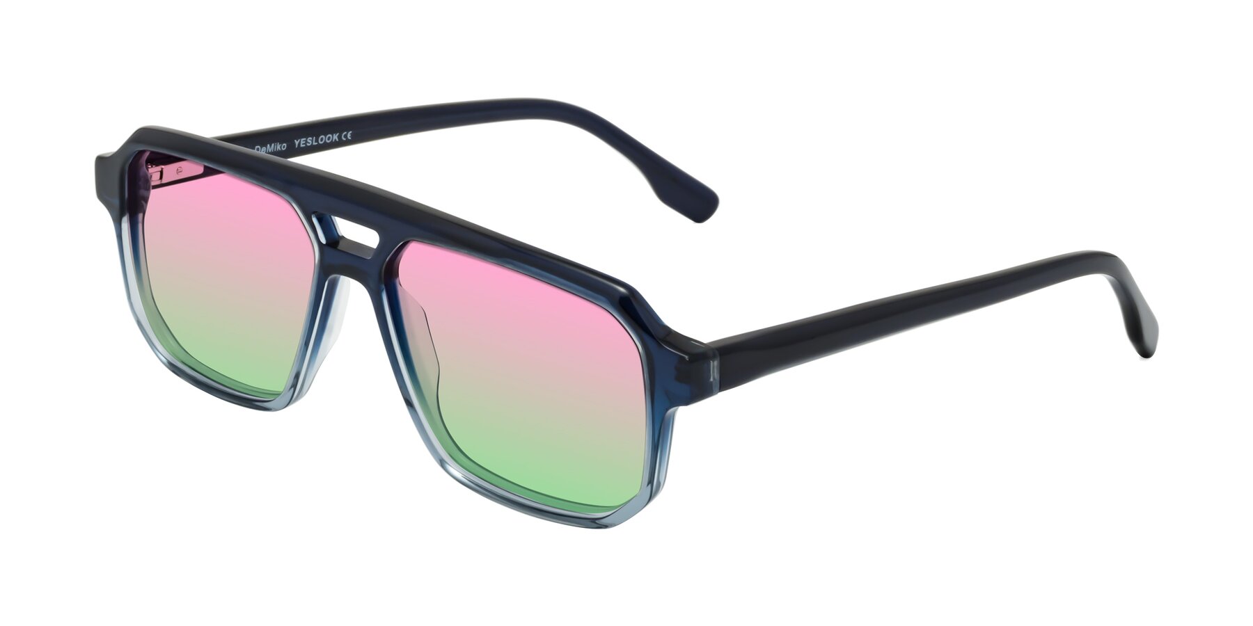 Angle of DeMiko in Gradient Blue with Pink / Green Gradient Lenses
