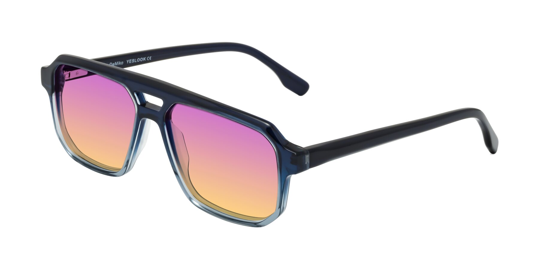 Angle of DeMiko in Gradient Blue with Purple / Yellow Gradient Lenses