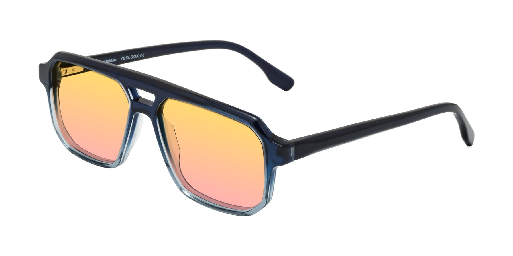 Angle of DeMiko in Gradient Blue with Yellow / Pink Gradient Lenses