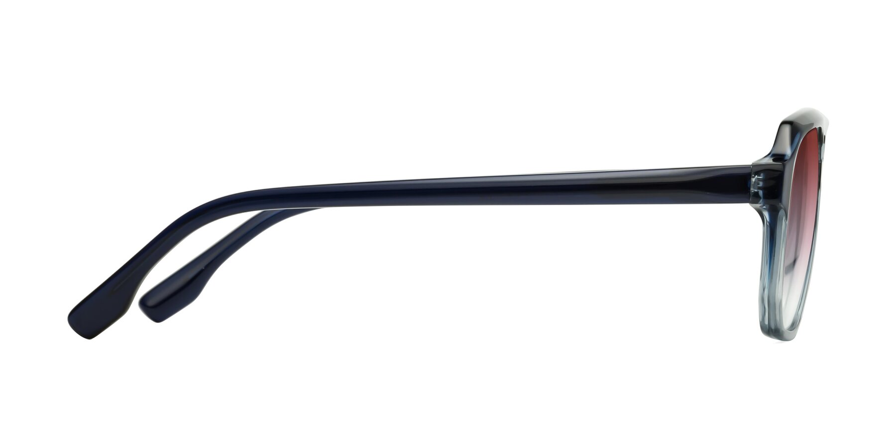 Side of DeMiko in Gradient Blue with Garnet Gradient Lenses