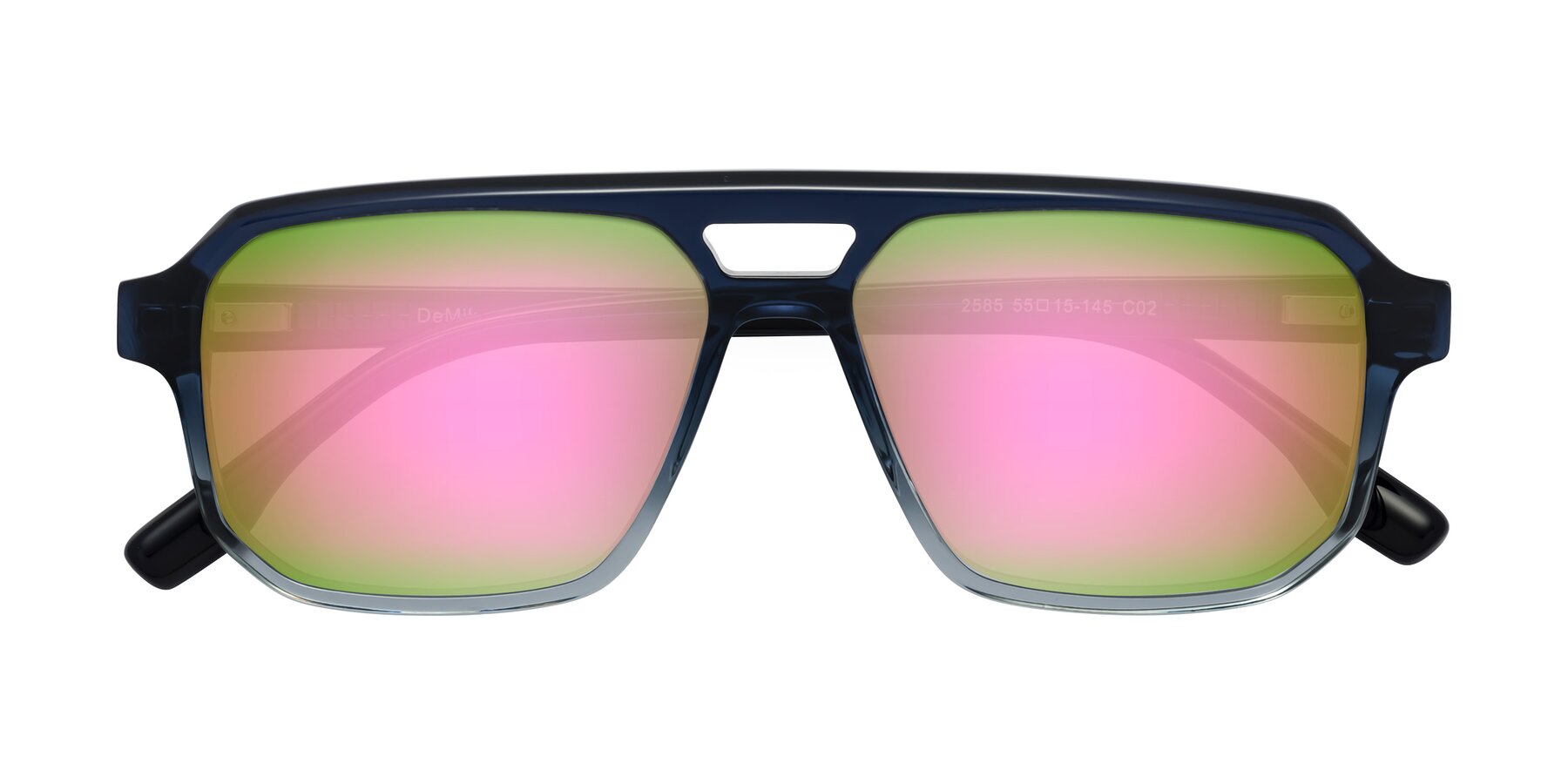 Folded Front of DeMiko in Gradient Blue with Pink Mirrored Lenses