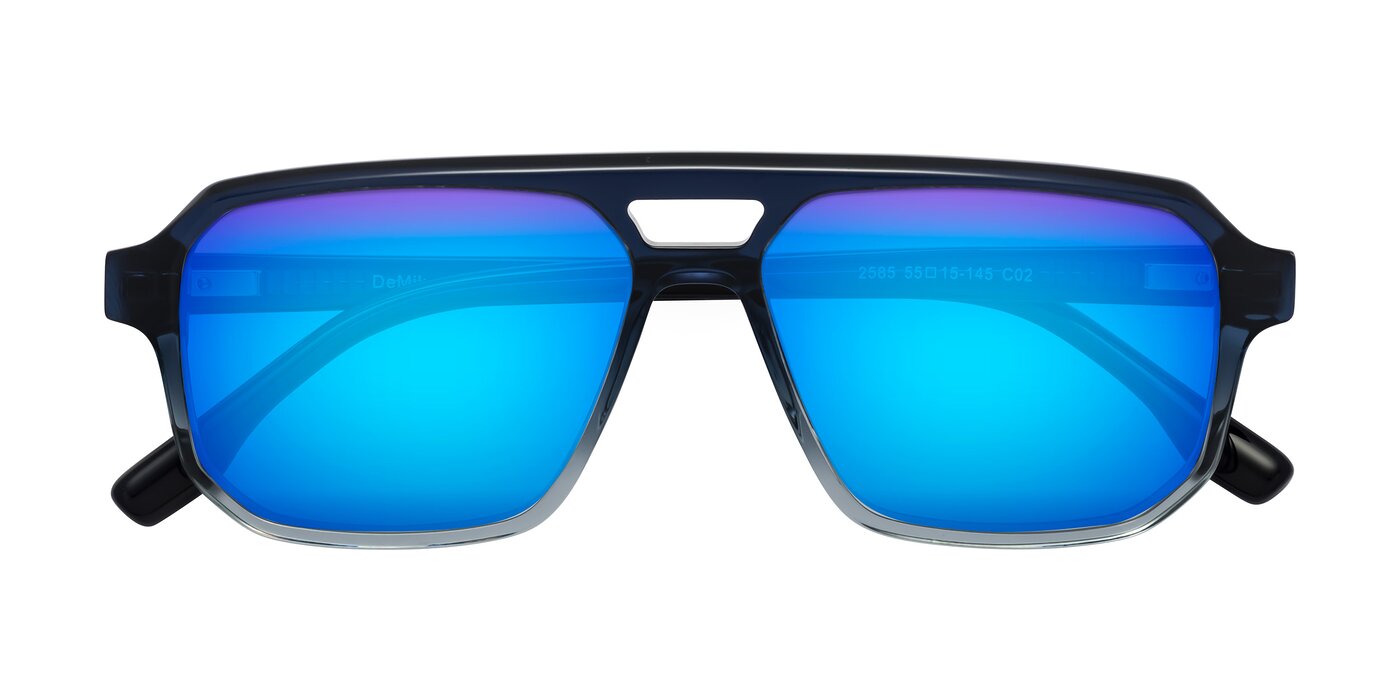 DeMiko - Gradient Blue Flash Mirrored Sunglasses