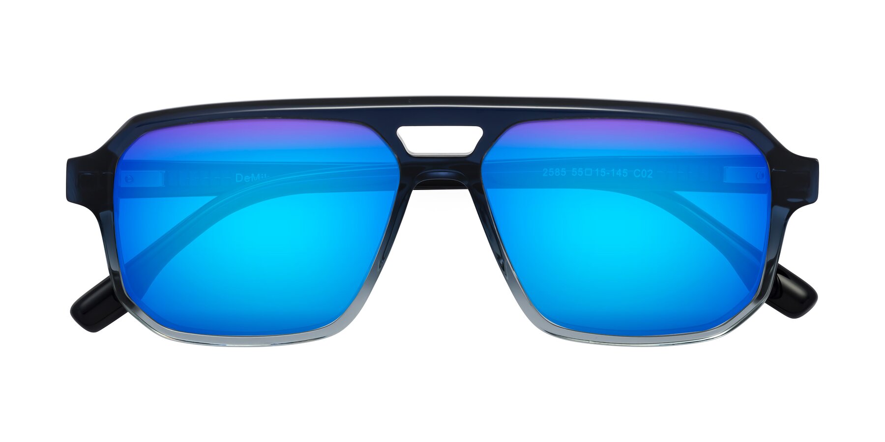 Folded Front of DeMiko in Gradient Blue with Blue Mirrored Lenses
