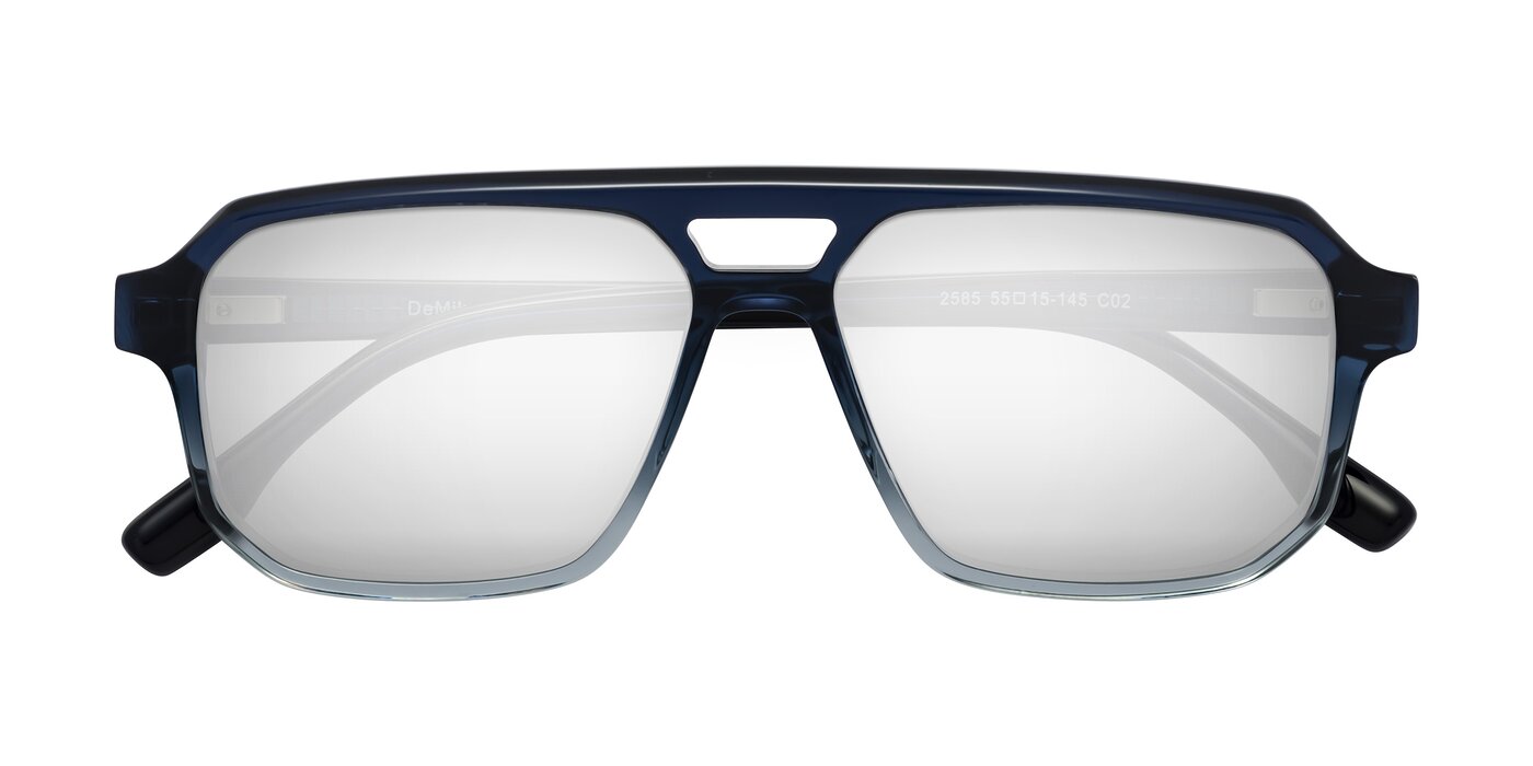 DeMiko - Gradient Blue Flash Mirrored Sunglasses