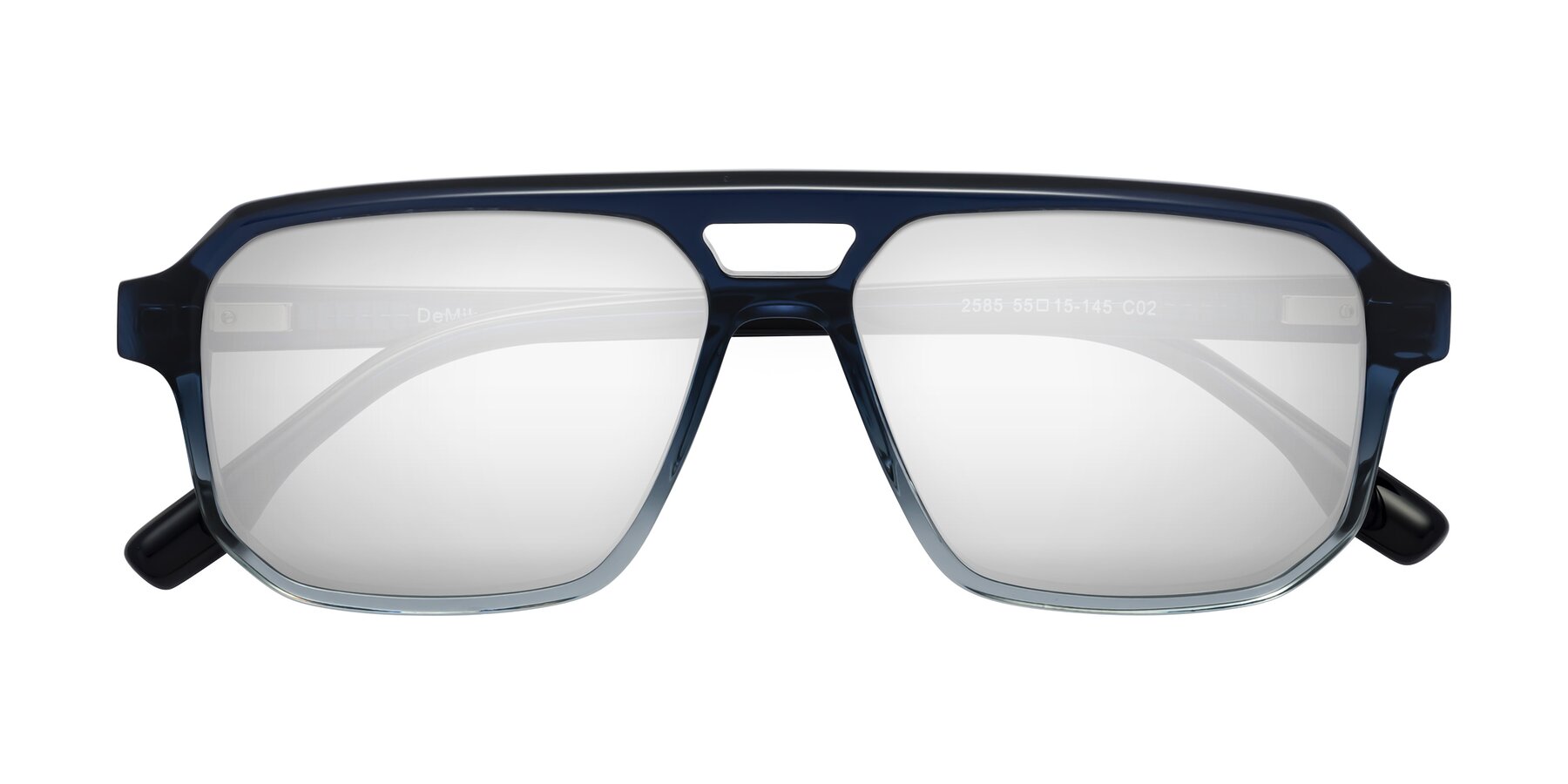 Folded Front of DeMiko in Gradient Blue with Silver Mirrored Lenses