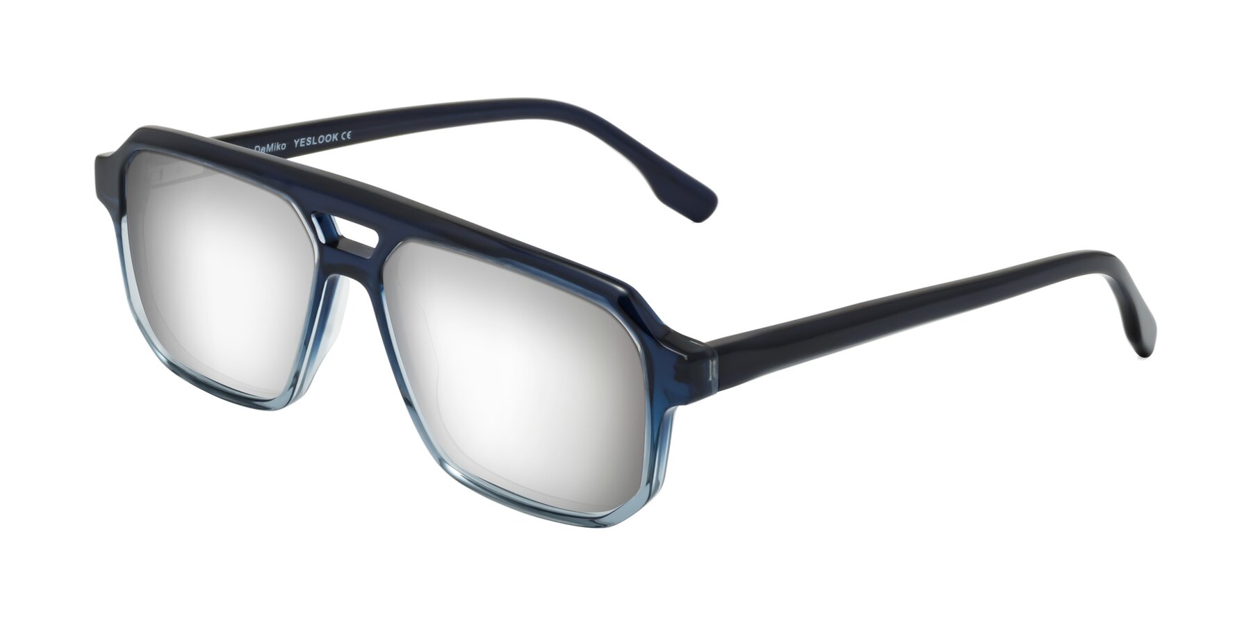 Angle of DeMiko in Gradient Blue with Silver Mirrored Lenses