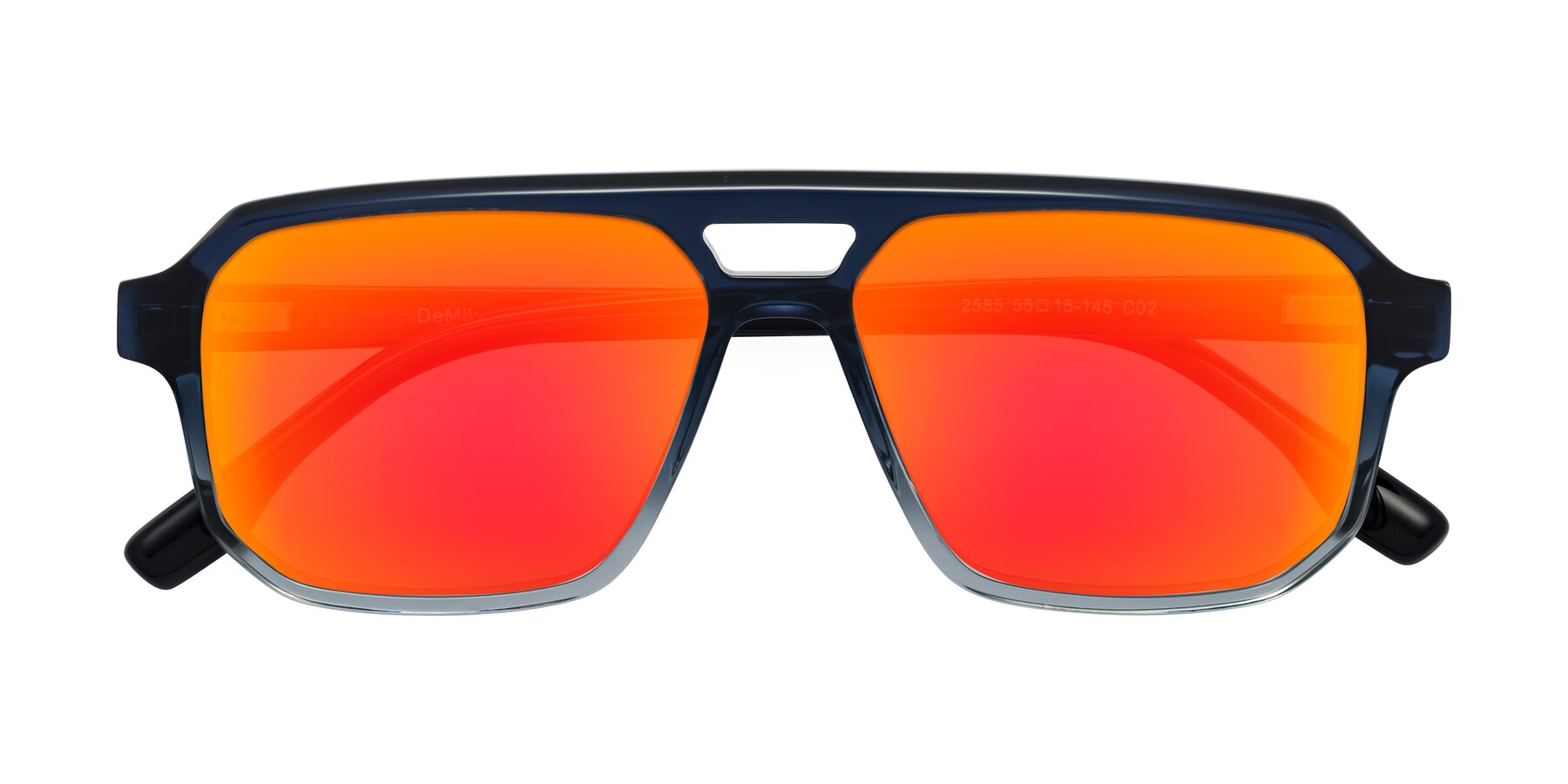 Folded Front of DeMiko in Gradient Blue with Red Gold Mirrored Lenses