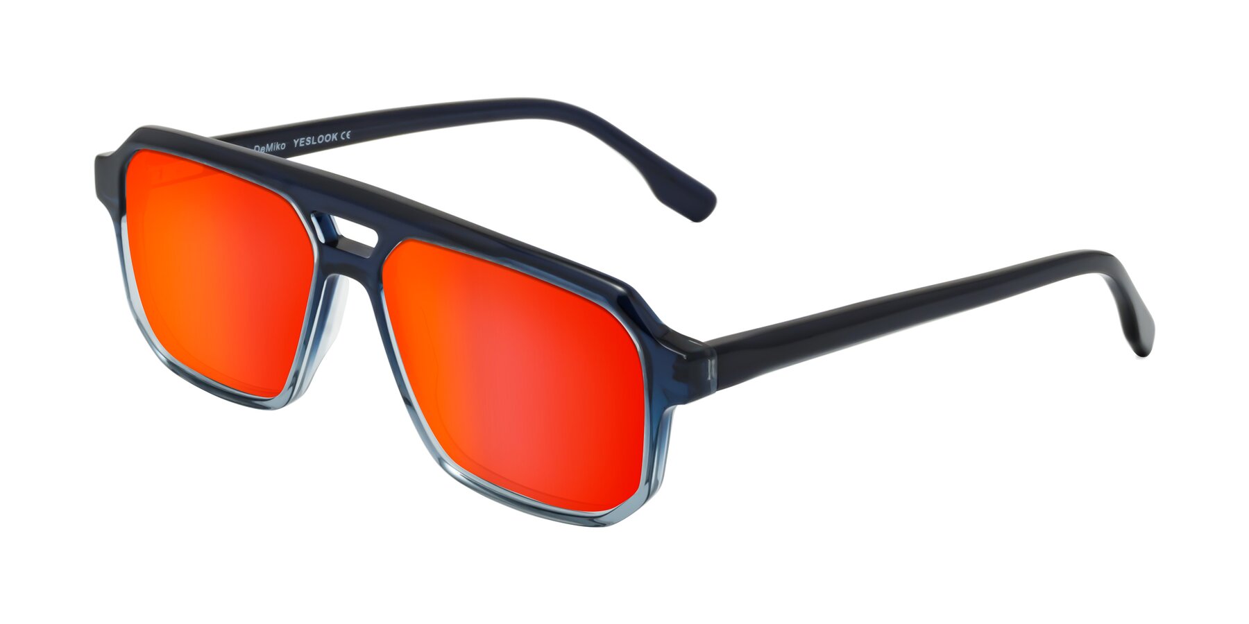Angle of DeMiko in Gradient Blue with Red Gold Mirrored Lenses