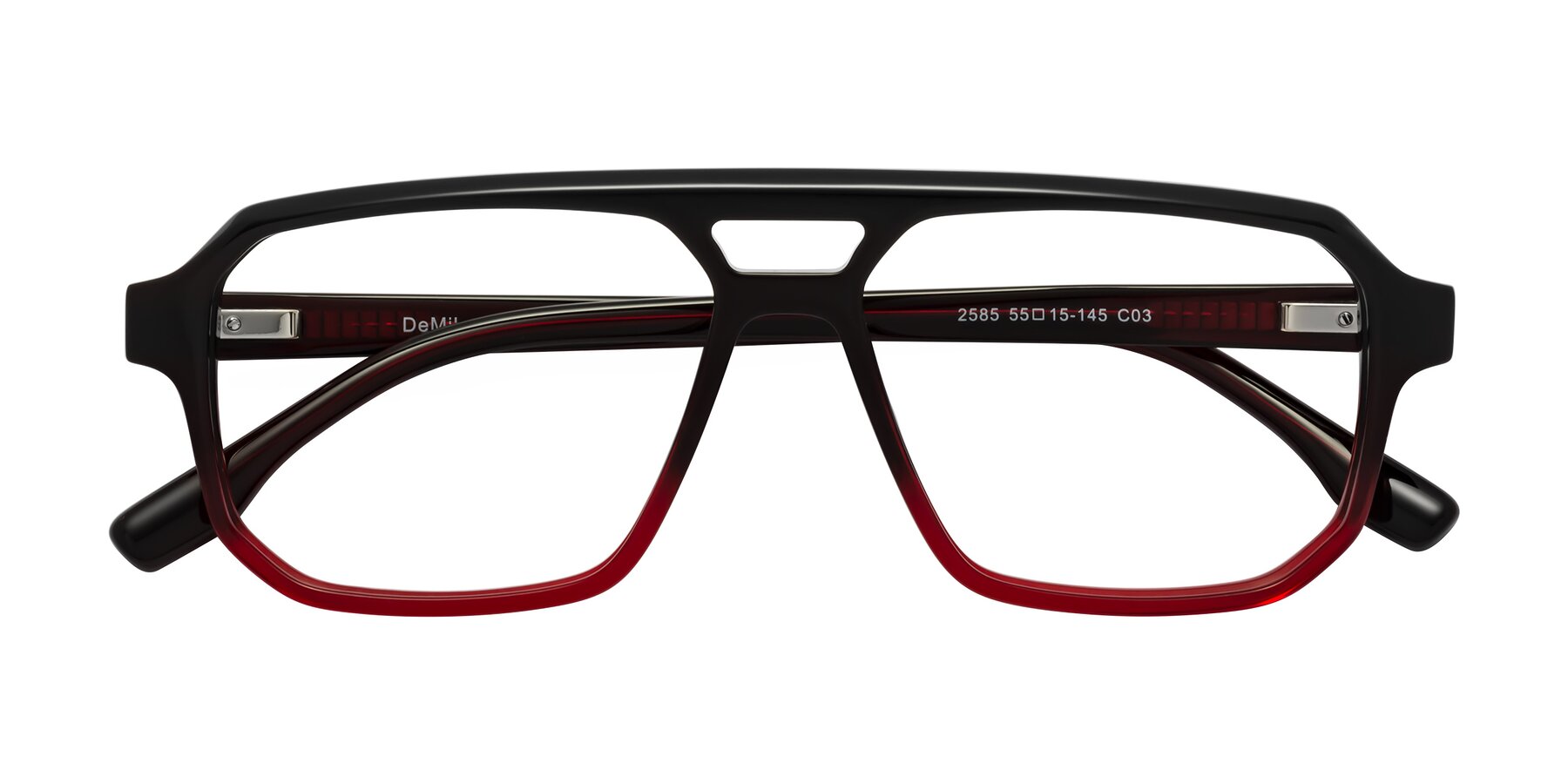 Folded Front of DeMiko in Gradient Wine with Clear Eyeglass Lenses