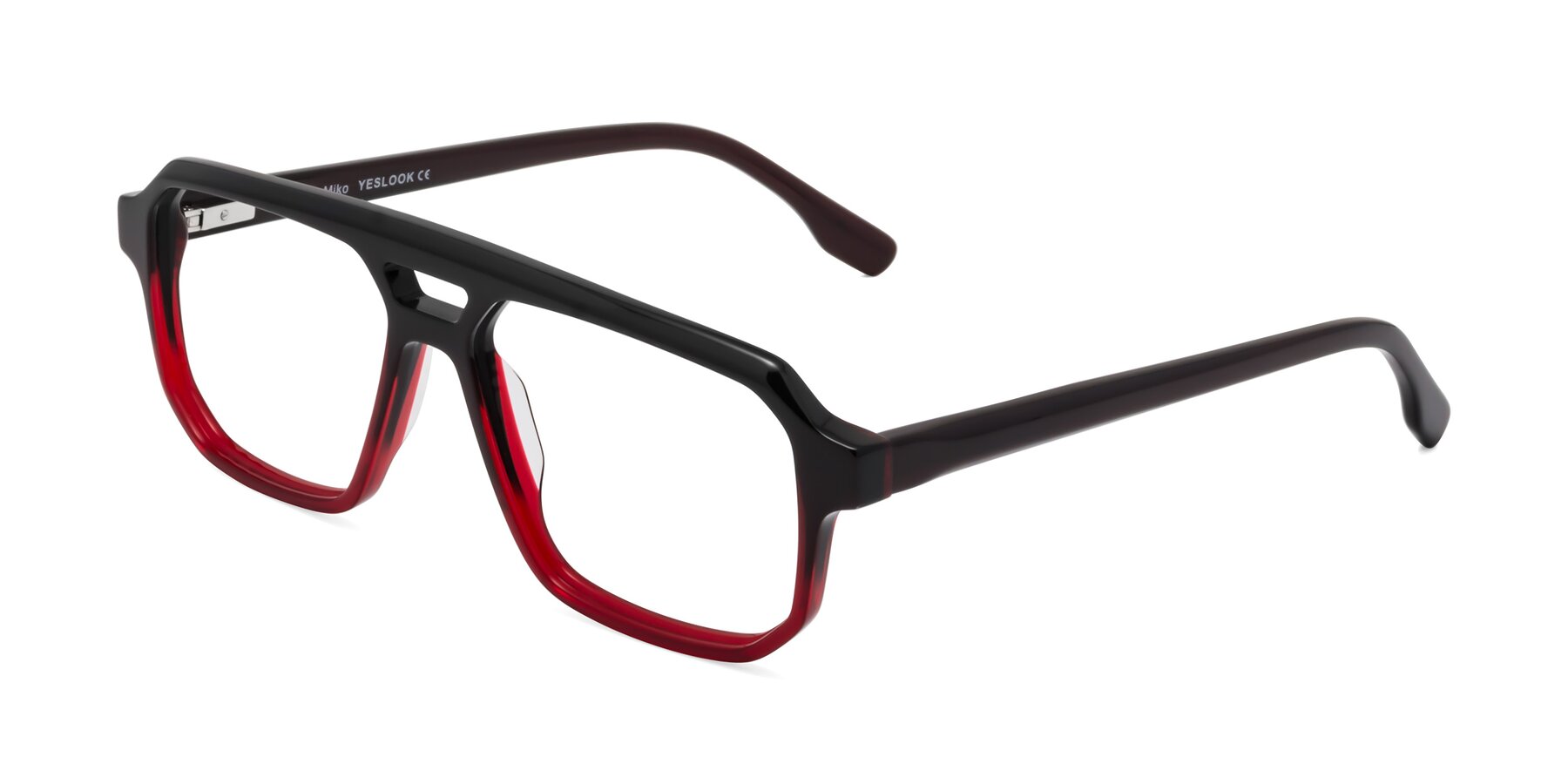 Angle of DeMiko in Gradient Wine with Clear Eyeglass Lenses
