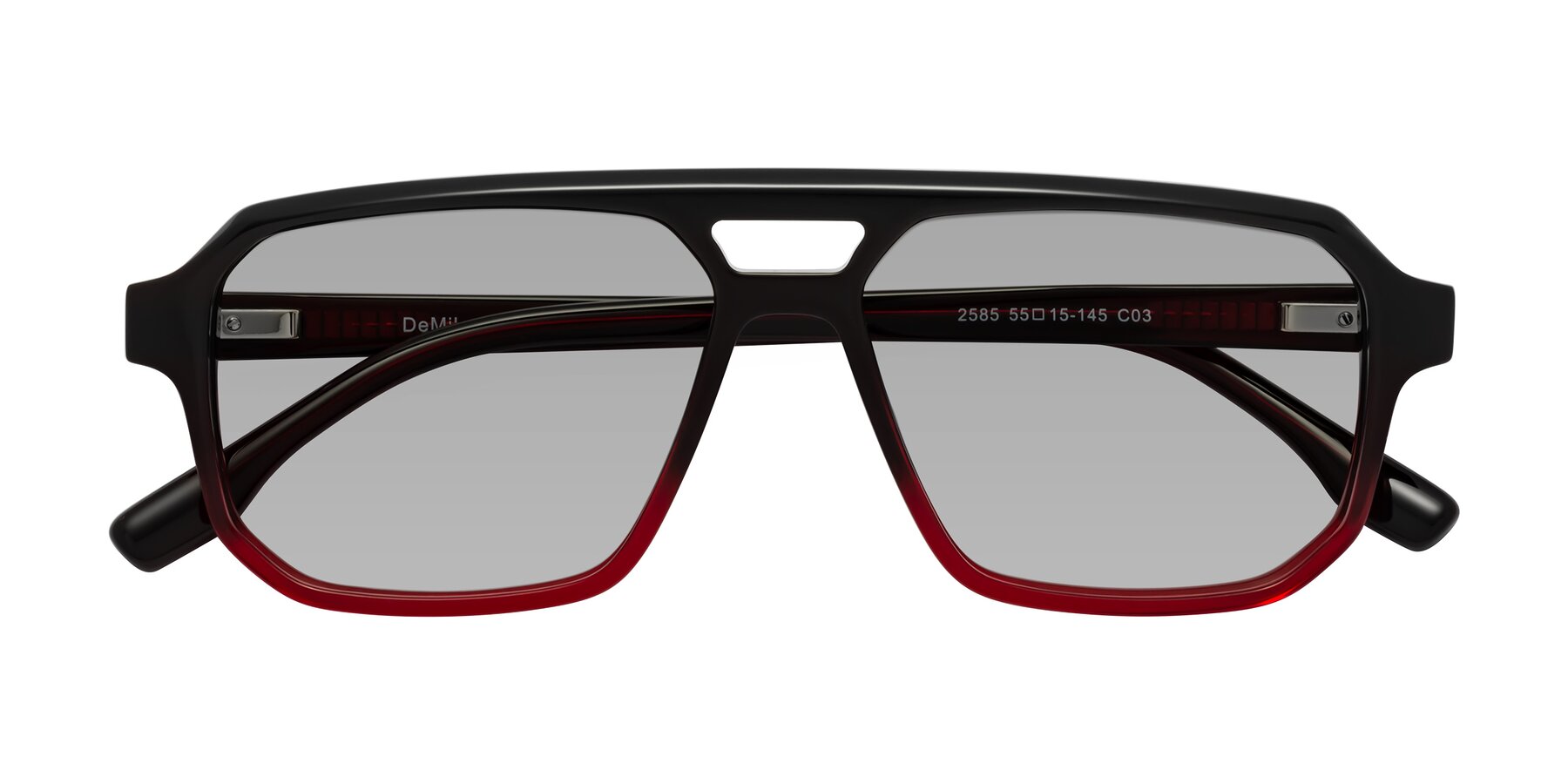 Folded Front of DeMiko in Gradient Wine with Light Gray Tinted Lenses