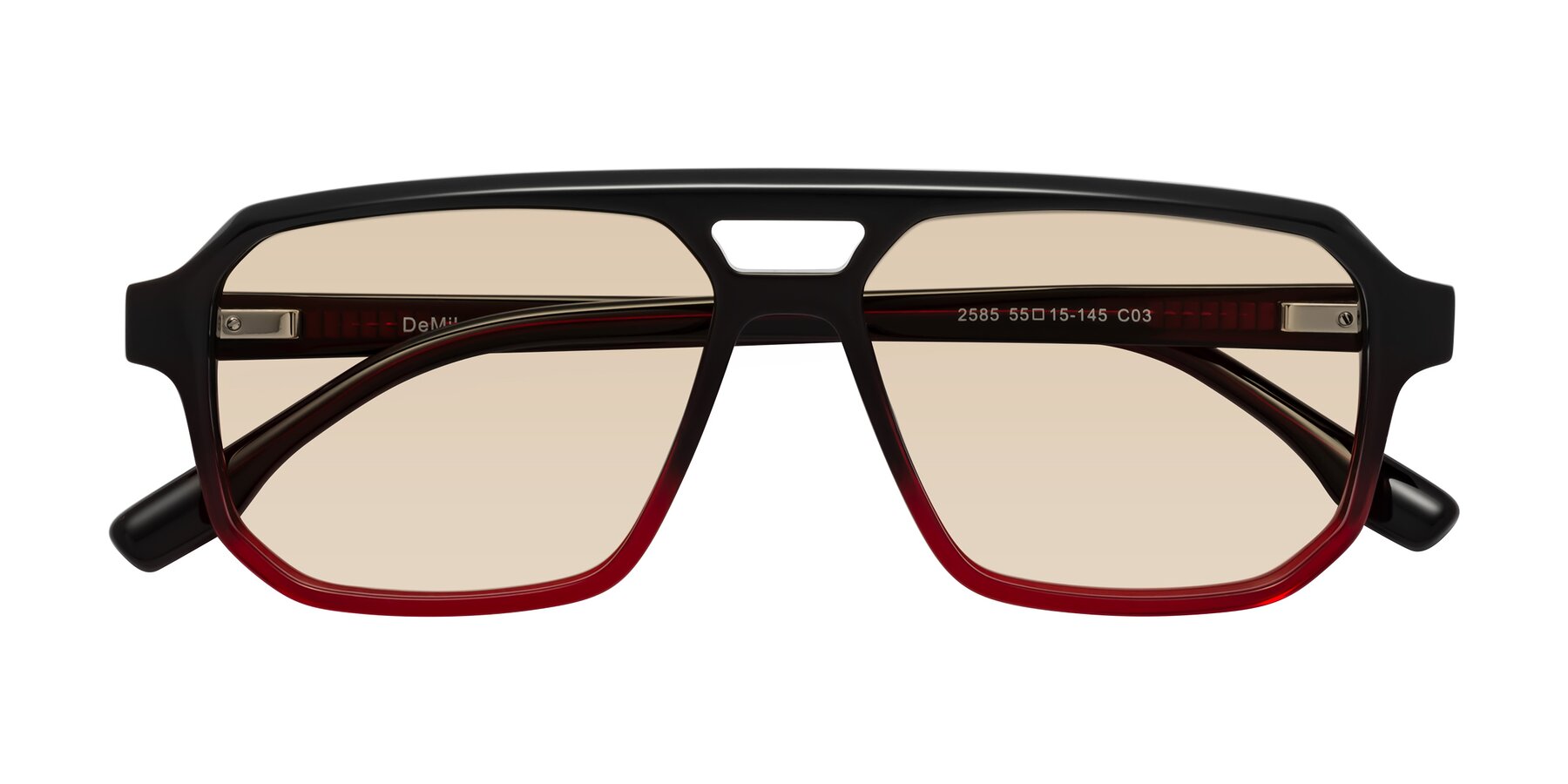 Folded Front of DeMiko in Gradient Wine with Light Brown Tinted Lenses