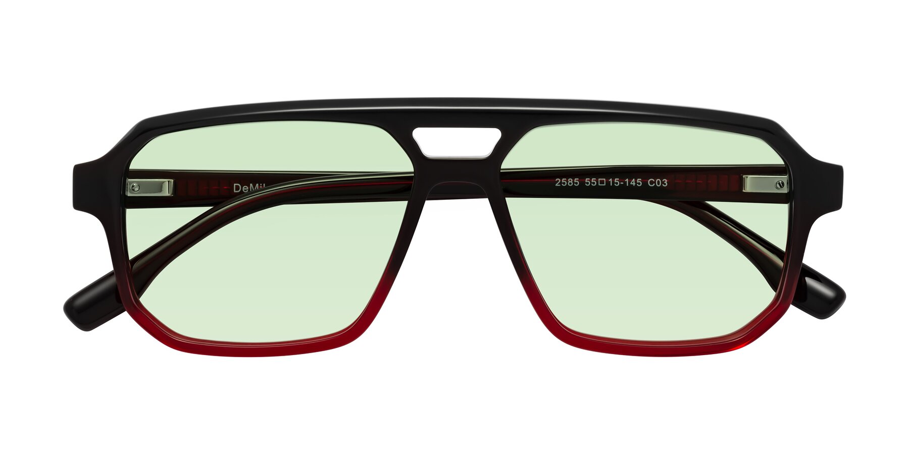 Folded Front of DeMiko in Gradient Wine with Light Green Tinted Lenses