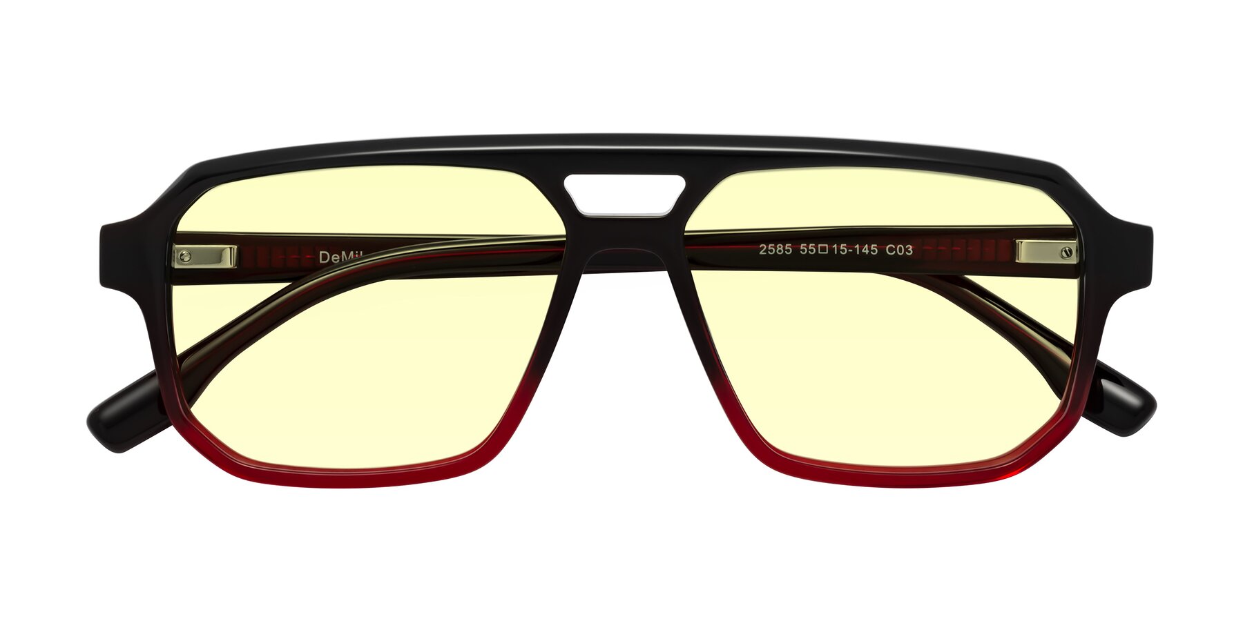Folded Front of DeMiko in Gradient Wine with Light Yellow Tinted Lenses