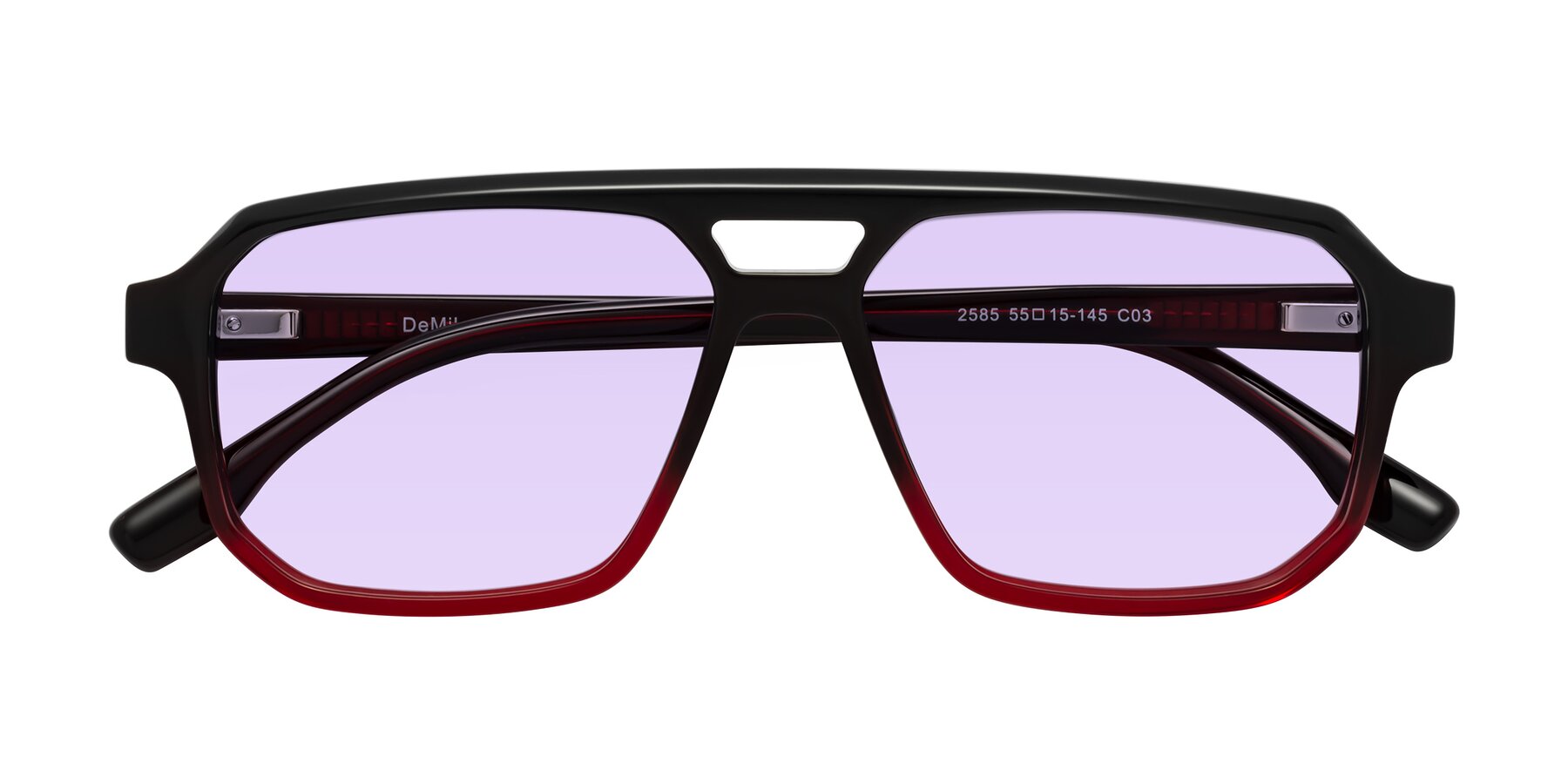 Folded Front of DeMiko in Gradient Wine with Light Purple Tinted Lenses