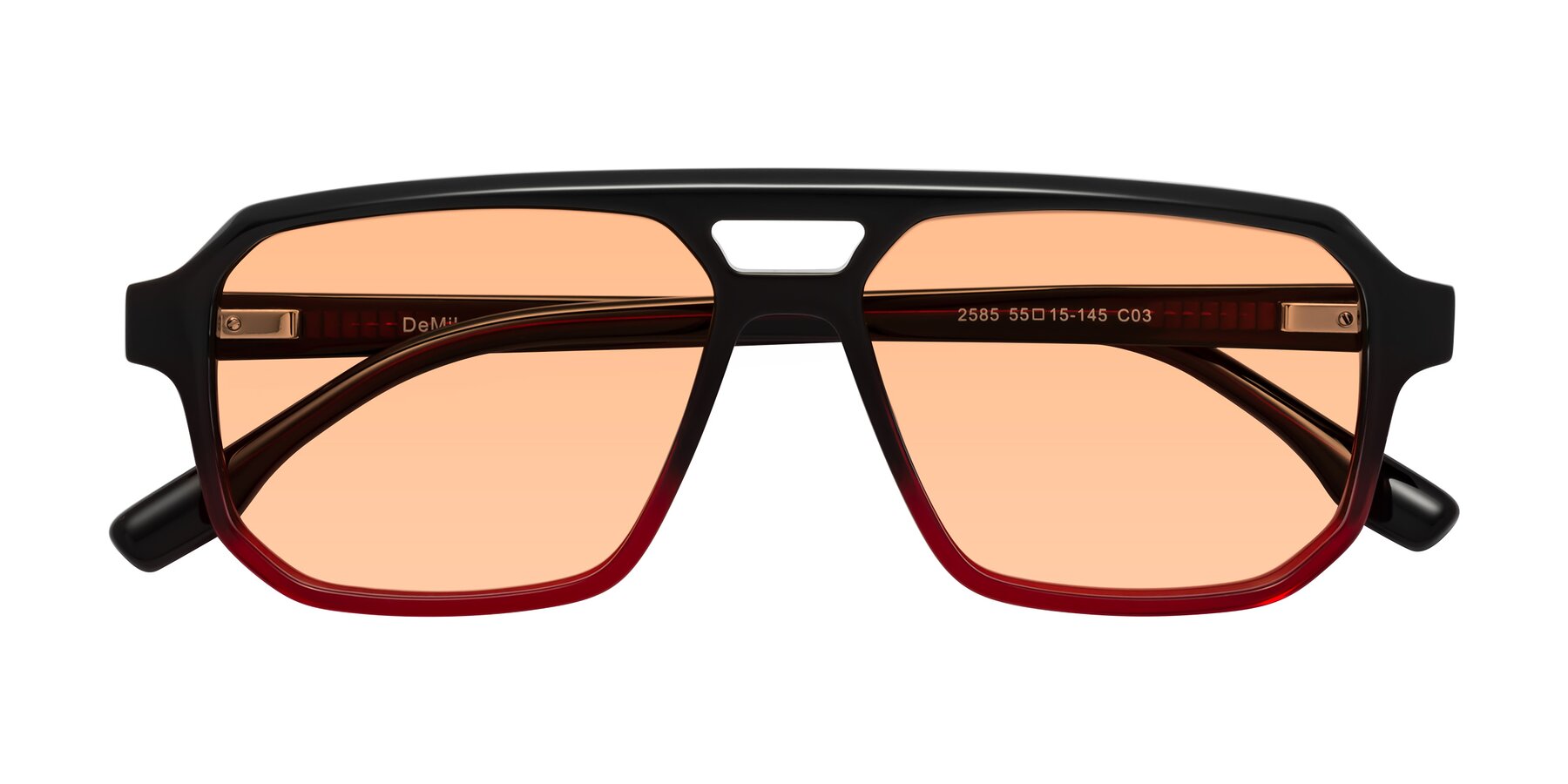 Folded Front of DeMiko in Gradient Wine with Light Orange Tinted Lenses