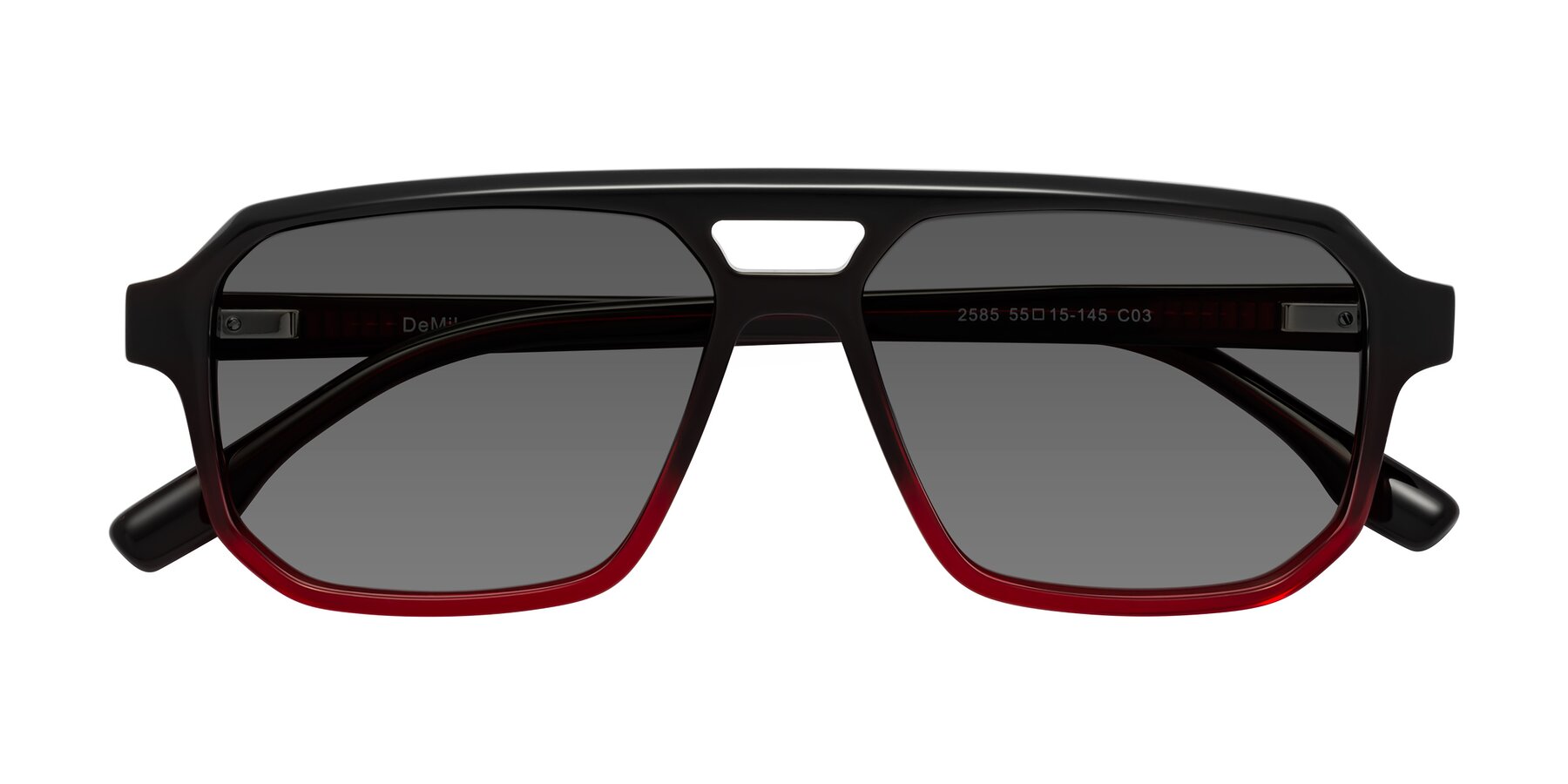 Folded Front of DeMiko in Gradient Wine with Medium Gray Tinted Lenses
